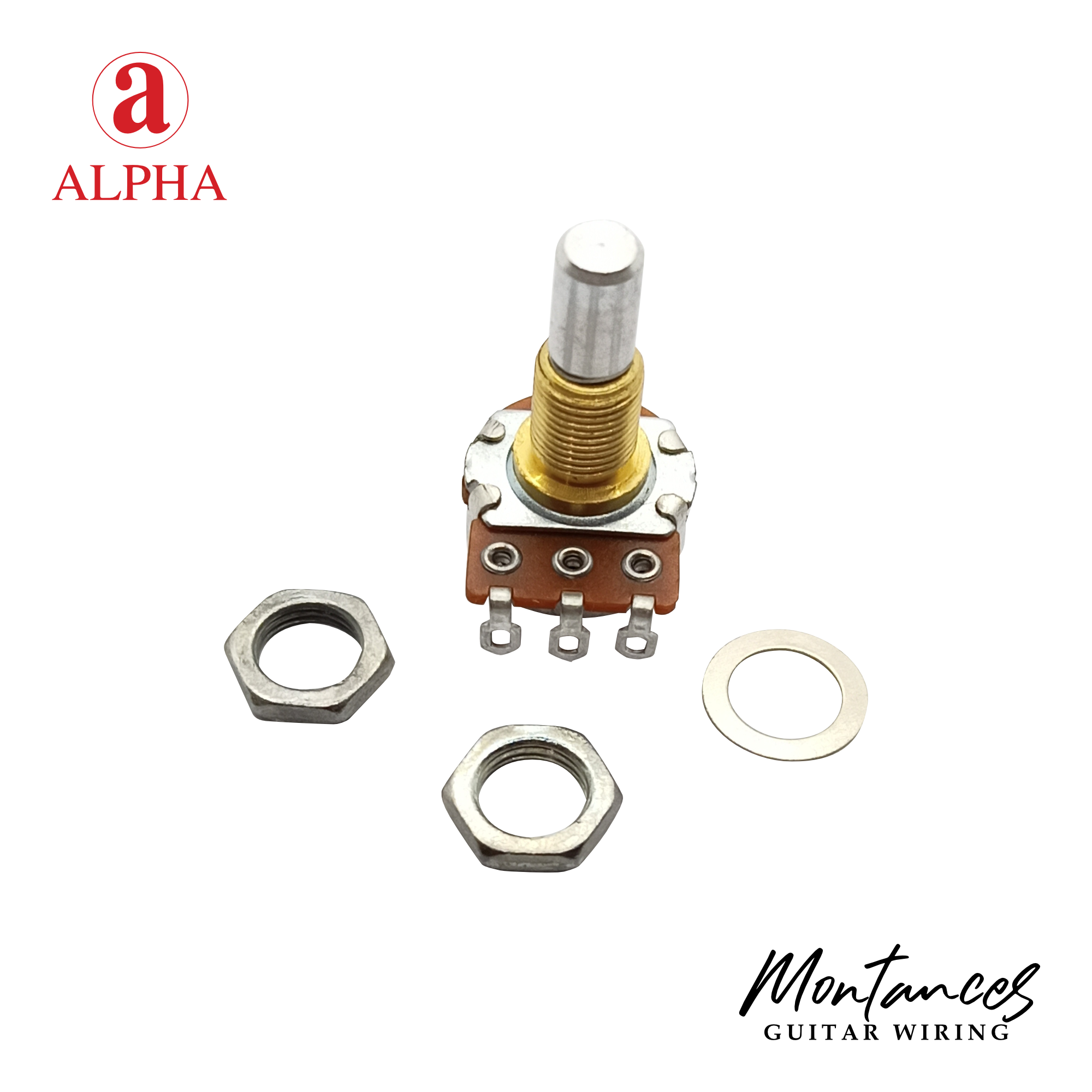 Alpha® Metric ⅜” Standard Length Potentiometer with Center Click (Solid Shaft)