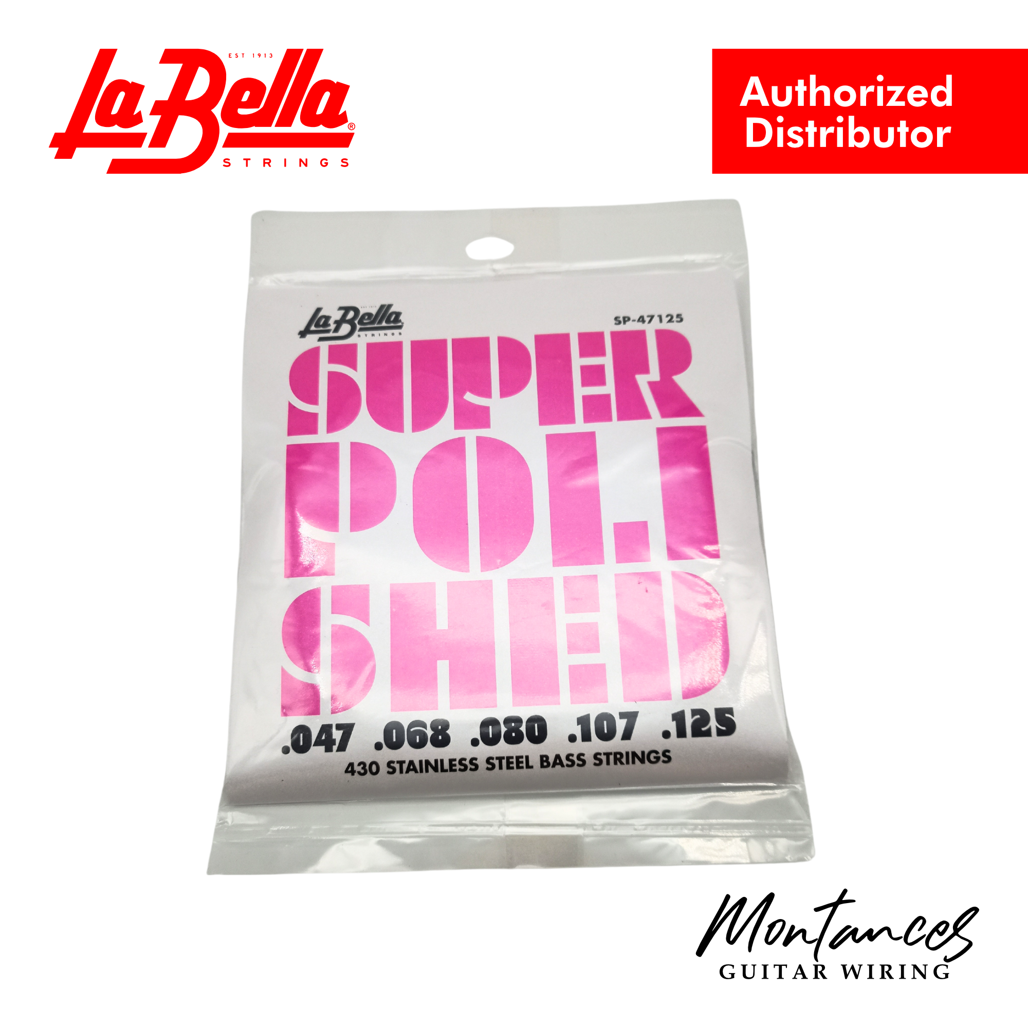 La Bella SP-47125 Super Polished | 5-String Bass String Set | 47-125 Long Scale | Hybrid Feel