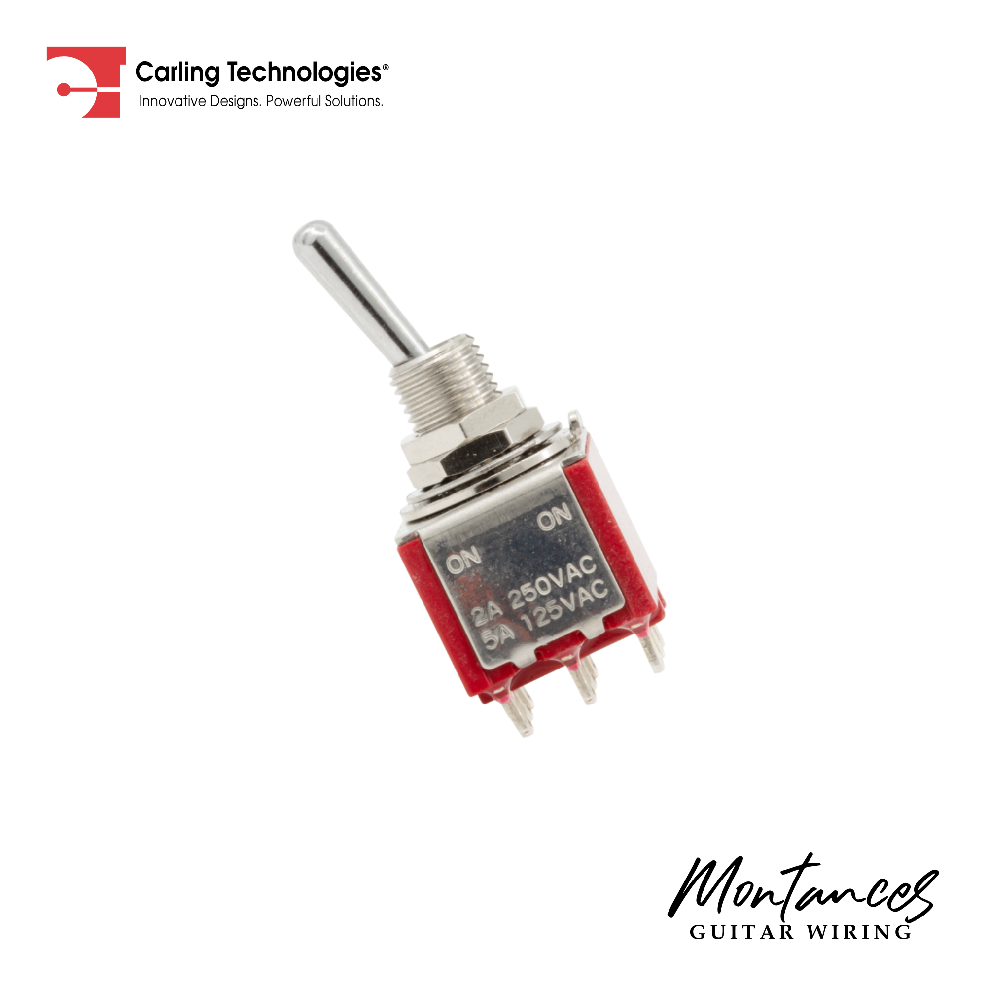 Carling Mini Toggle Switch 3PDT, 2 Position ON-ON
