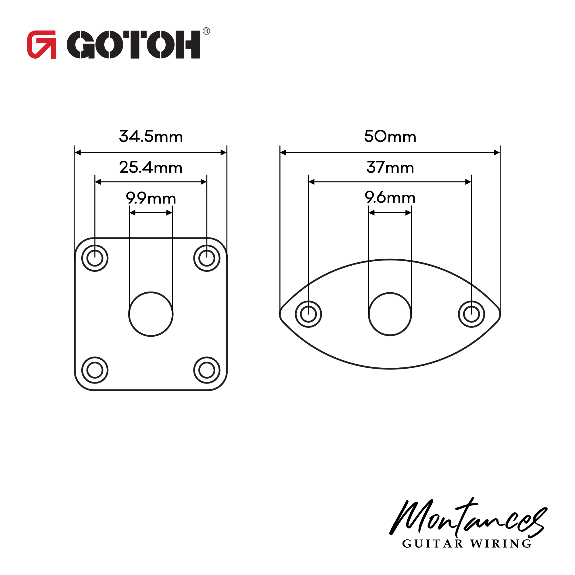 Gotoh® Jack Plate for guitar and bass, Stainless steel