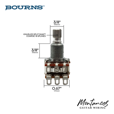 Bourns® ⅜” Standard Length Blend Balance Control Dual Gang Potentiometer (SPLIT SHAFT)