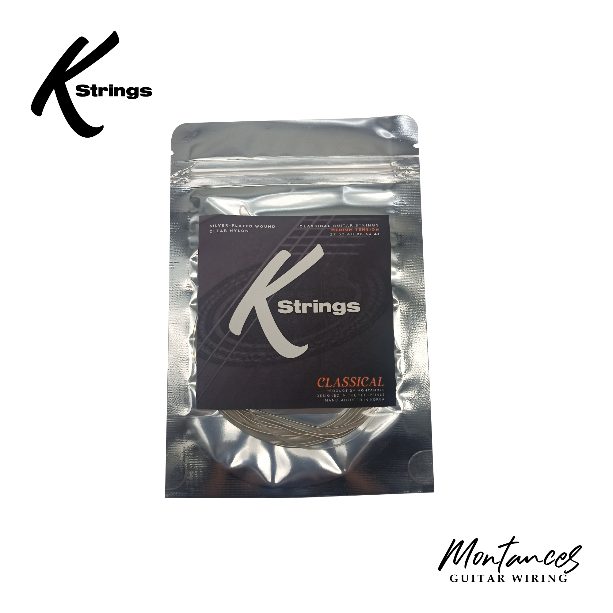 K Strings Classical Series | Silver-Plated Copper | Light, Medium, Med-Hard, Hard | Classical Guitar Strings