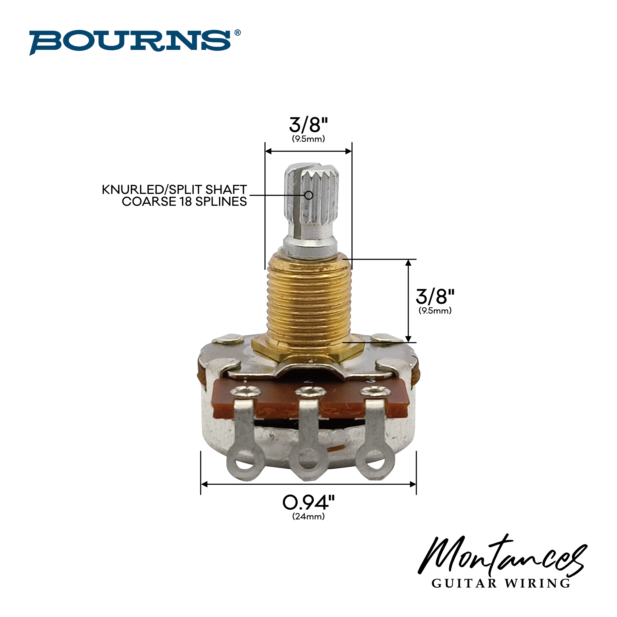 Bourns® US ⅜” Standard Length No Load Potentiometer