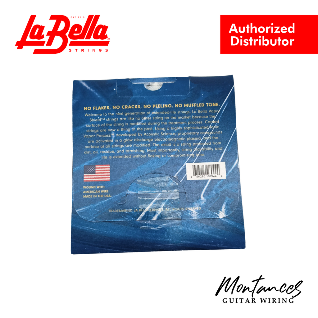 La Bella VSA1152 Vapor Shield™ | 11-52 Custom Light | Acoustic Guitar Strings | Long Life
