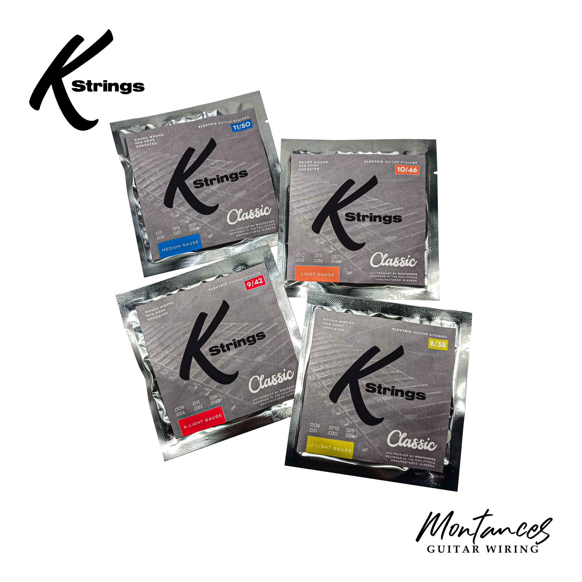 K Strings Classic Series | Nickel Wound | 8-38, 9-42, 10-46, 11-50 | Electric Guitar Strings