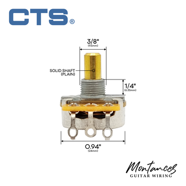 CTS® Vintage-style Dish Back US ¼” Short Length Premium Potentiometer (Solid Shaft)