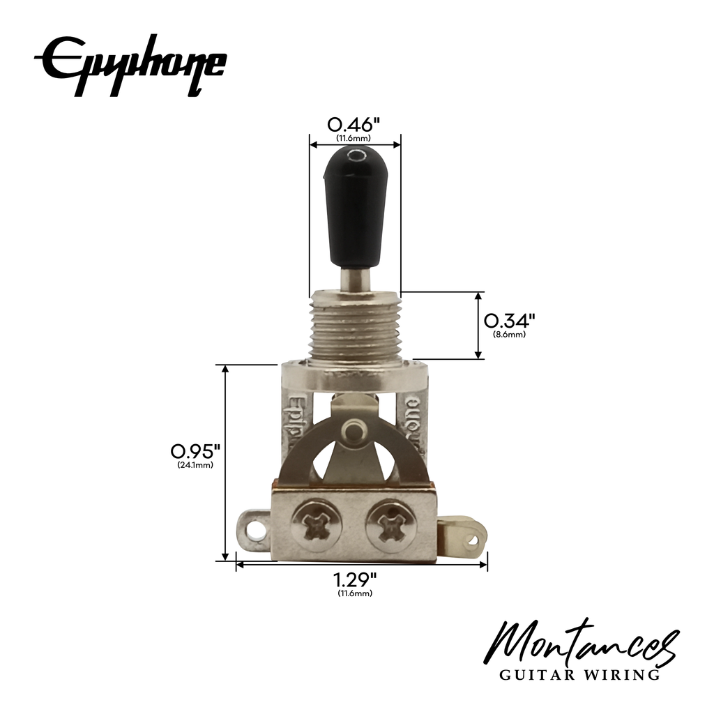 Genuine Epiphone 3-Way Pickup Selector Toggle Switch – Short Type – For Les Paul, SG, PRS & More!