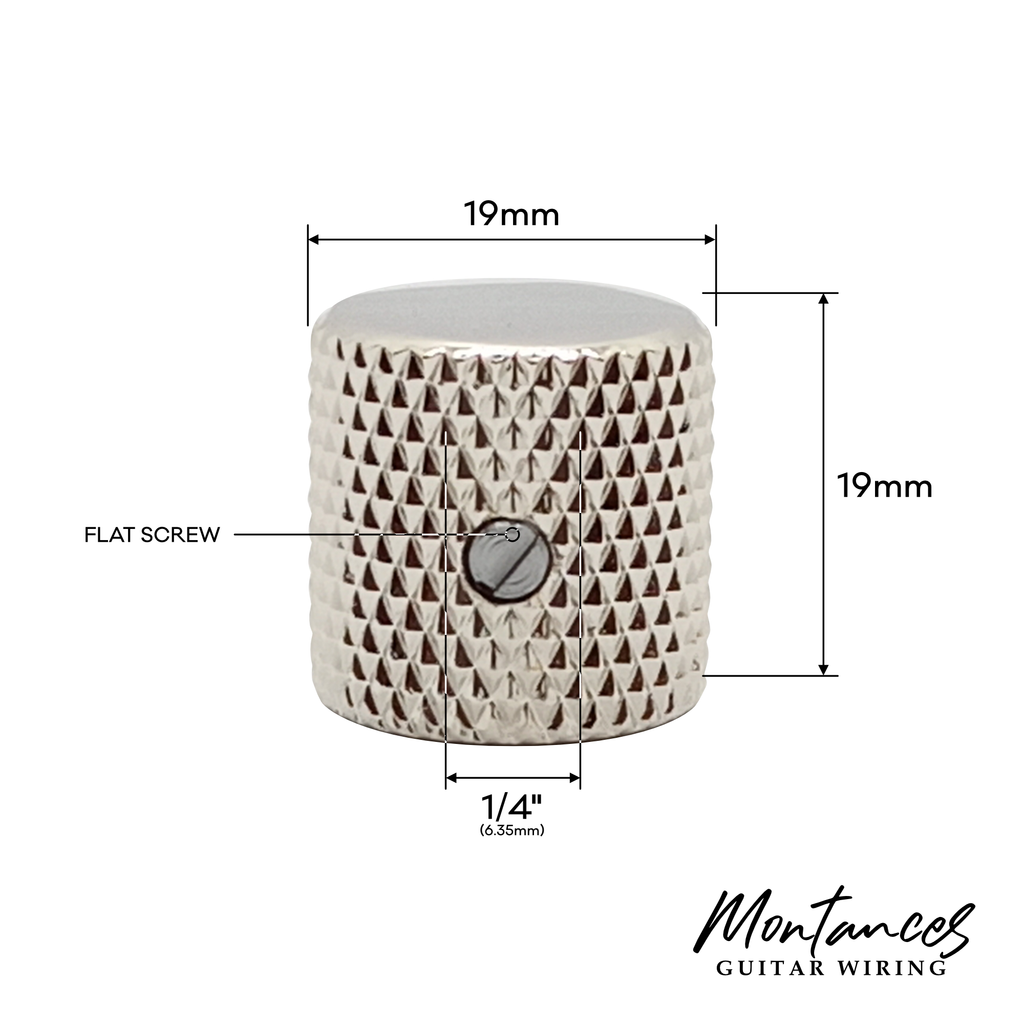 Metal Knobs Flat Top for 6.35mm Solid Shaft