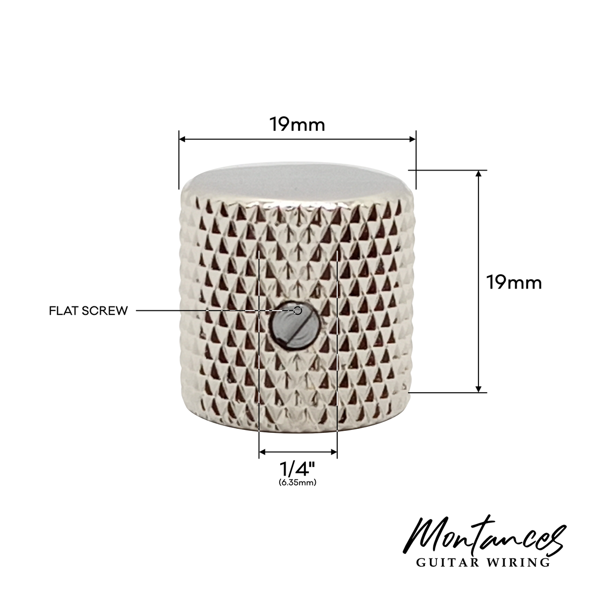 Metal Knobs Flat Top for 6.35mm Solid Shaft
