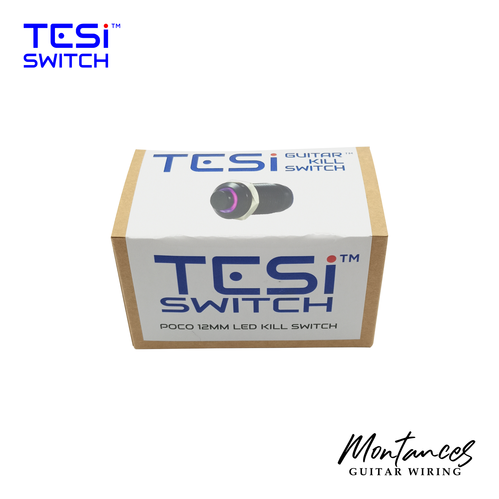 TESI Switch POCO 12MM LED Ring Guitar Kill Switch - Black/Blue