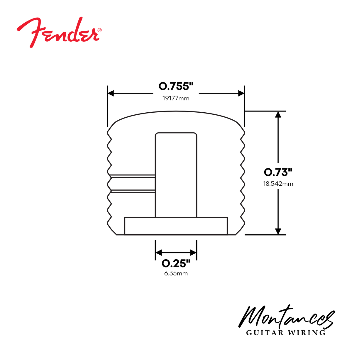 Knobs for Fender® Telecaster, Dome style, with set screw (2pcs)