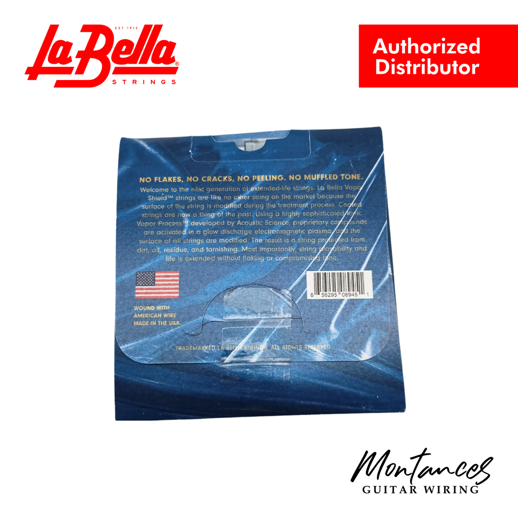 La Bella VSA1252 Vapor Shield™ | 12-52 Light | Acoustic Guitar Strings | Long Life