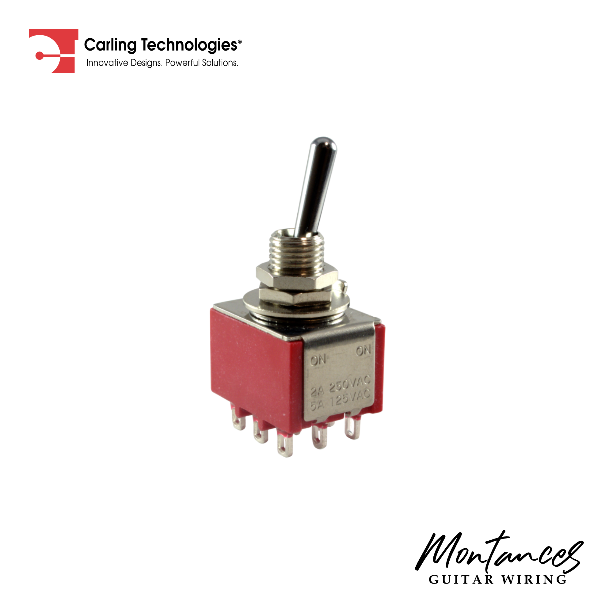 Carling Mini Toggle Switch 3PDT, 2 Position ON-ON