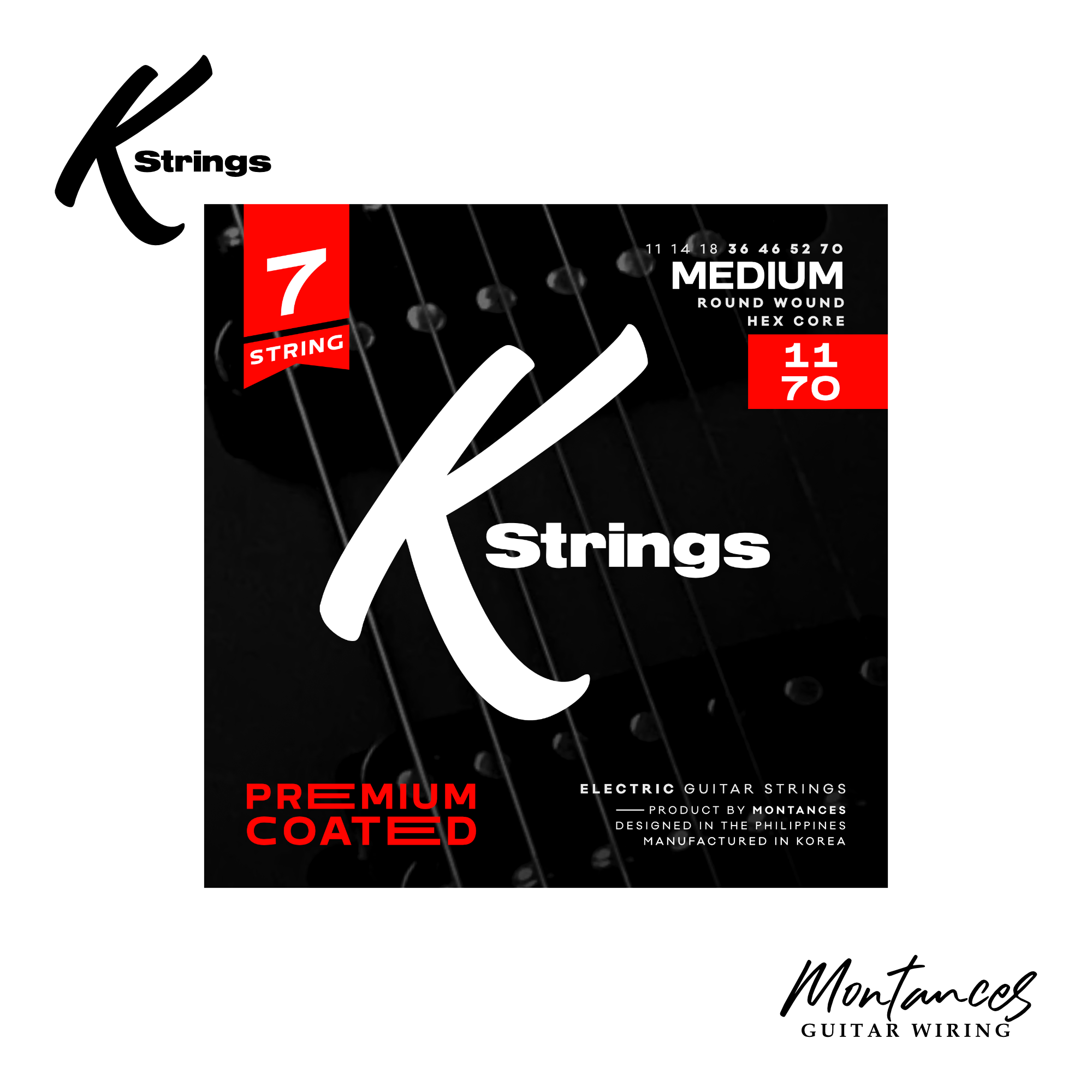 K Strings Premium Coated | 7-String | Nickel Wound | 10-64, 11-70 | Electric Guitar Strings