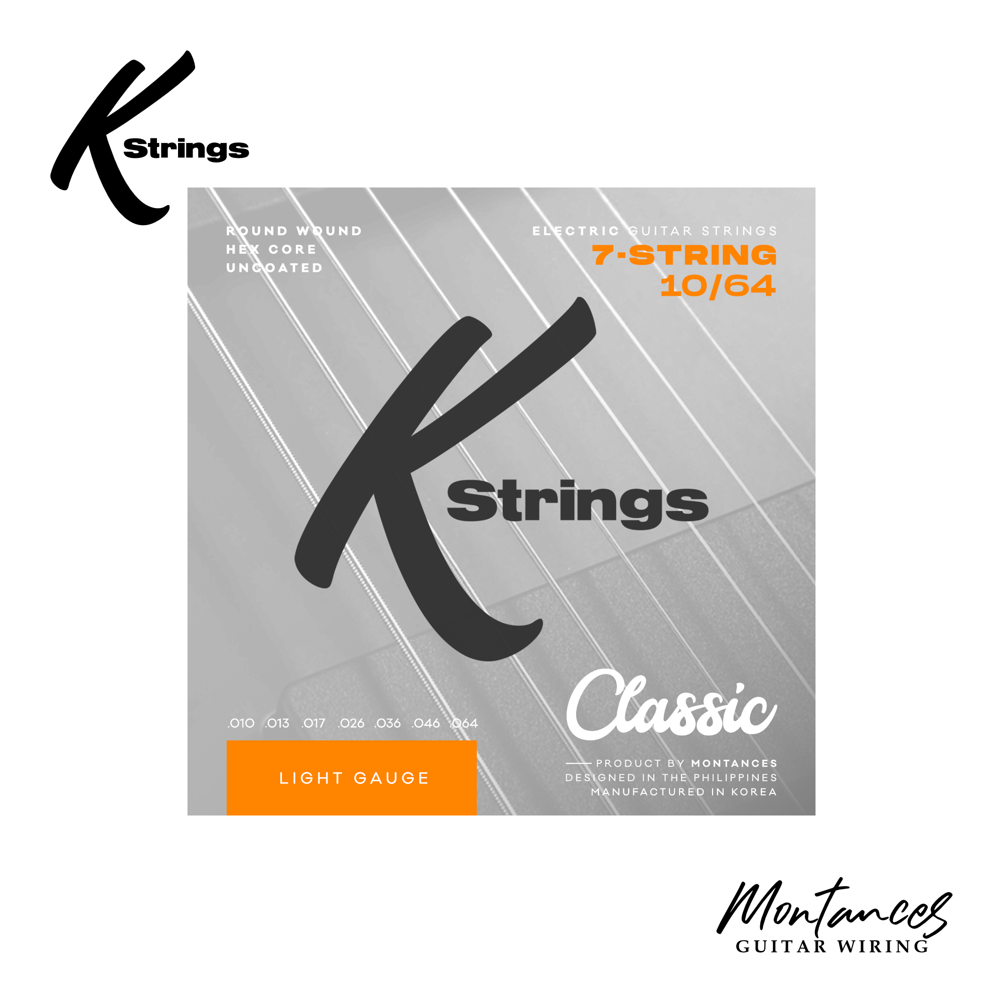 K Strings Classic Series | 7-String | Nickel Wound | 10-64, 11-70 | Electric Guitar Strings