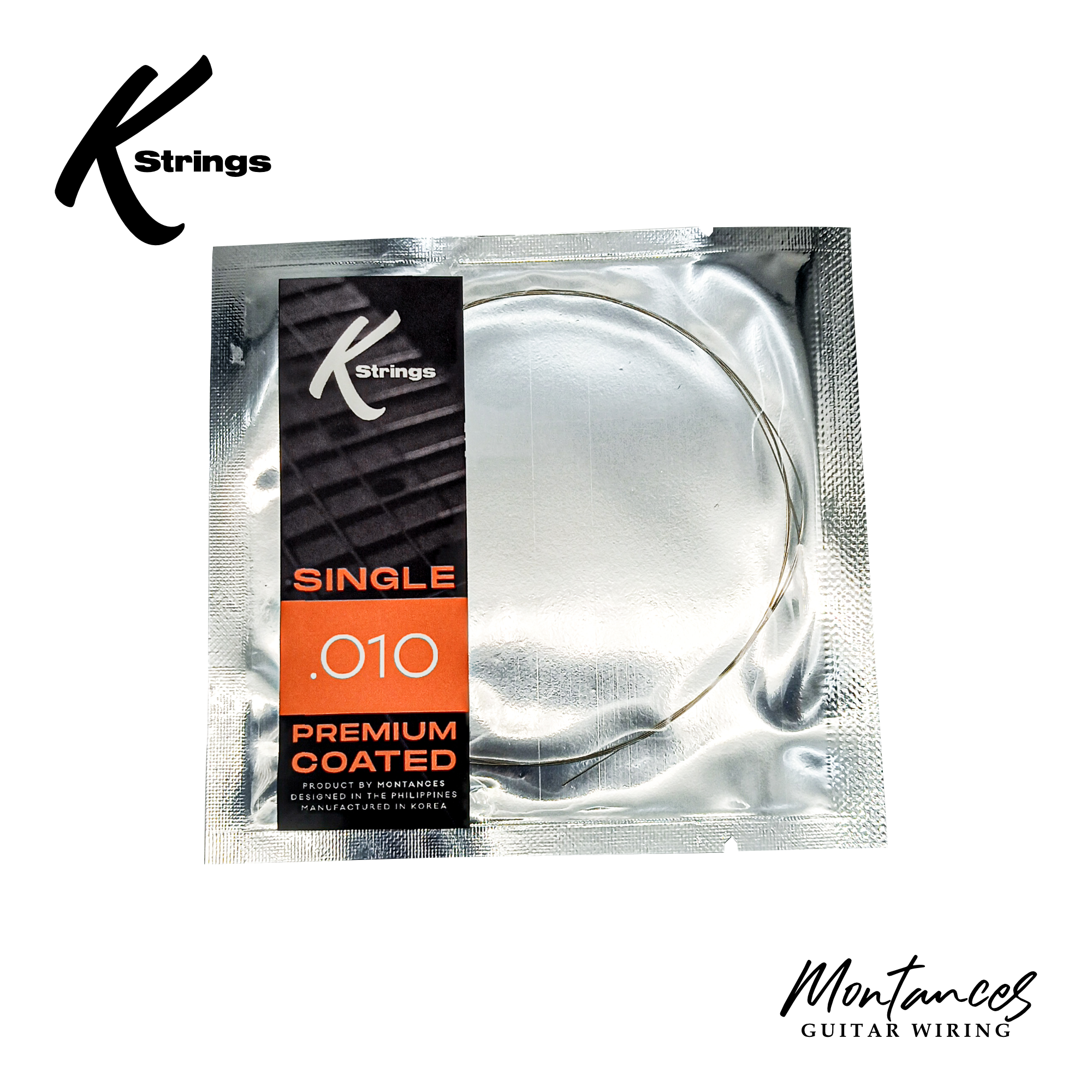 K Strings Premium Coated Singles | Plain Steel | .008, .009, .010, .011 | Electric Guitar Strings