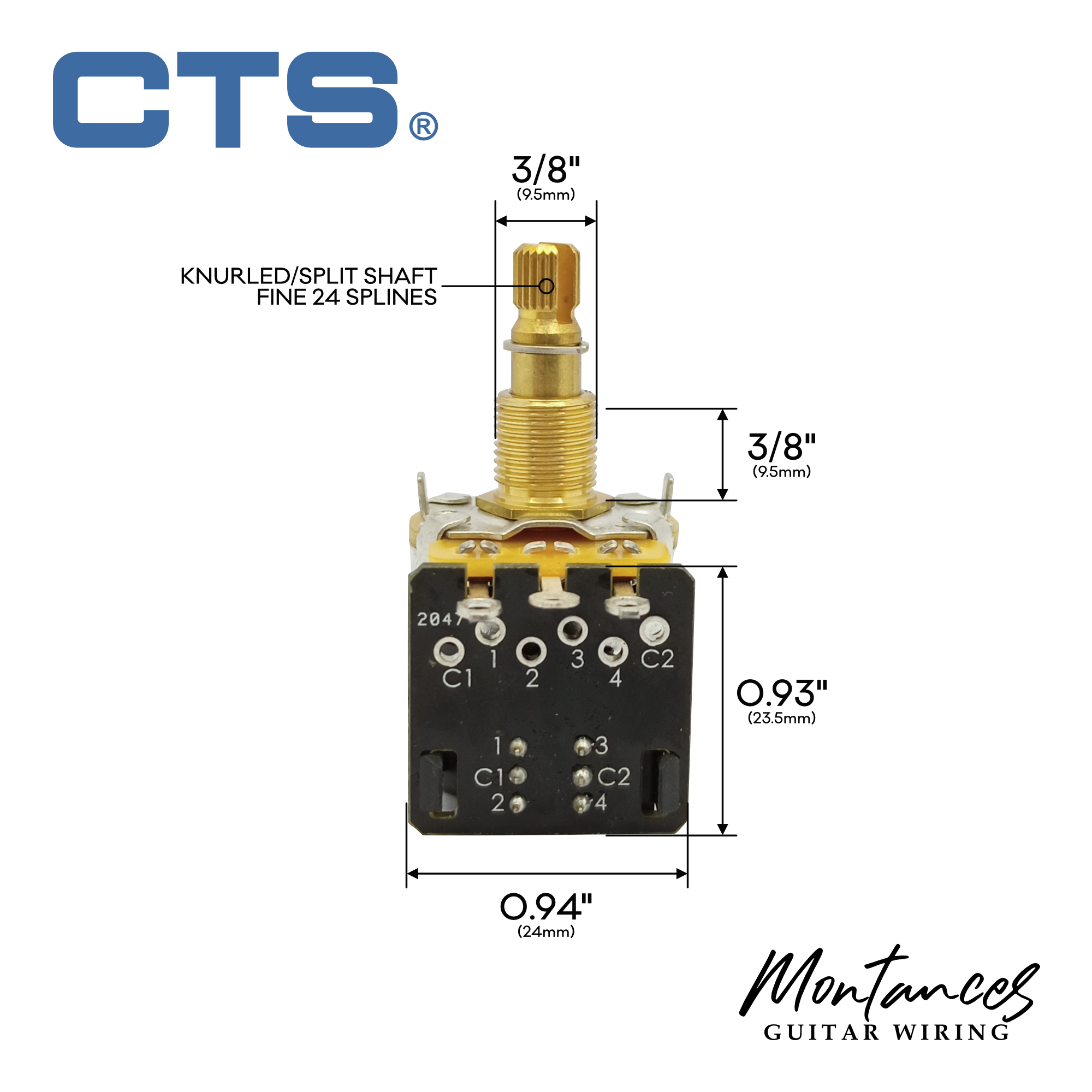 CTS® Push Pull US ⅜” Standard Length Full-Size Potentiometer