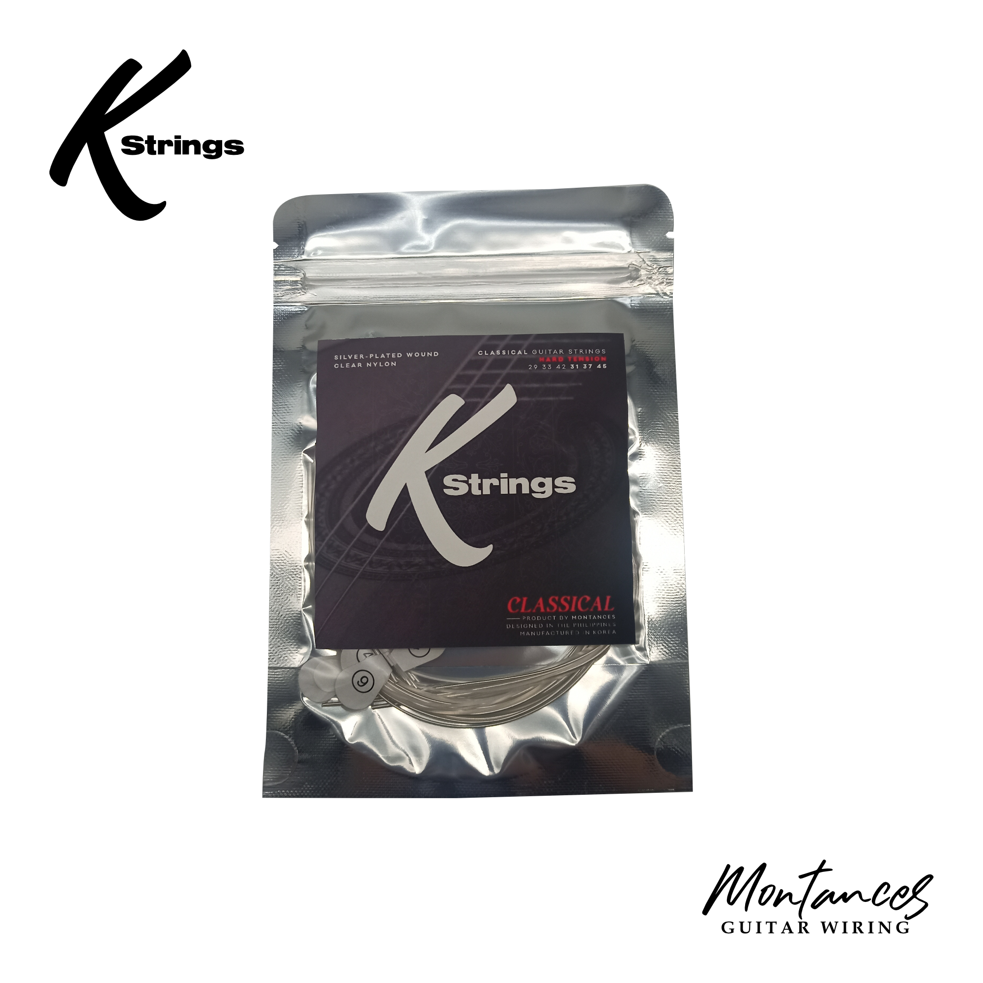 K Strings Classical Series | Silver-Plated Copper | Light, Medium, Med-Hard, Hard | Classical Guitar Strings
