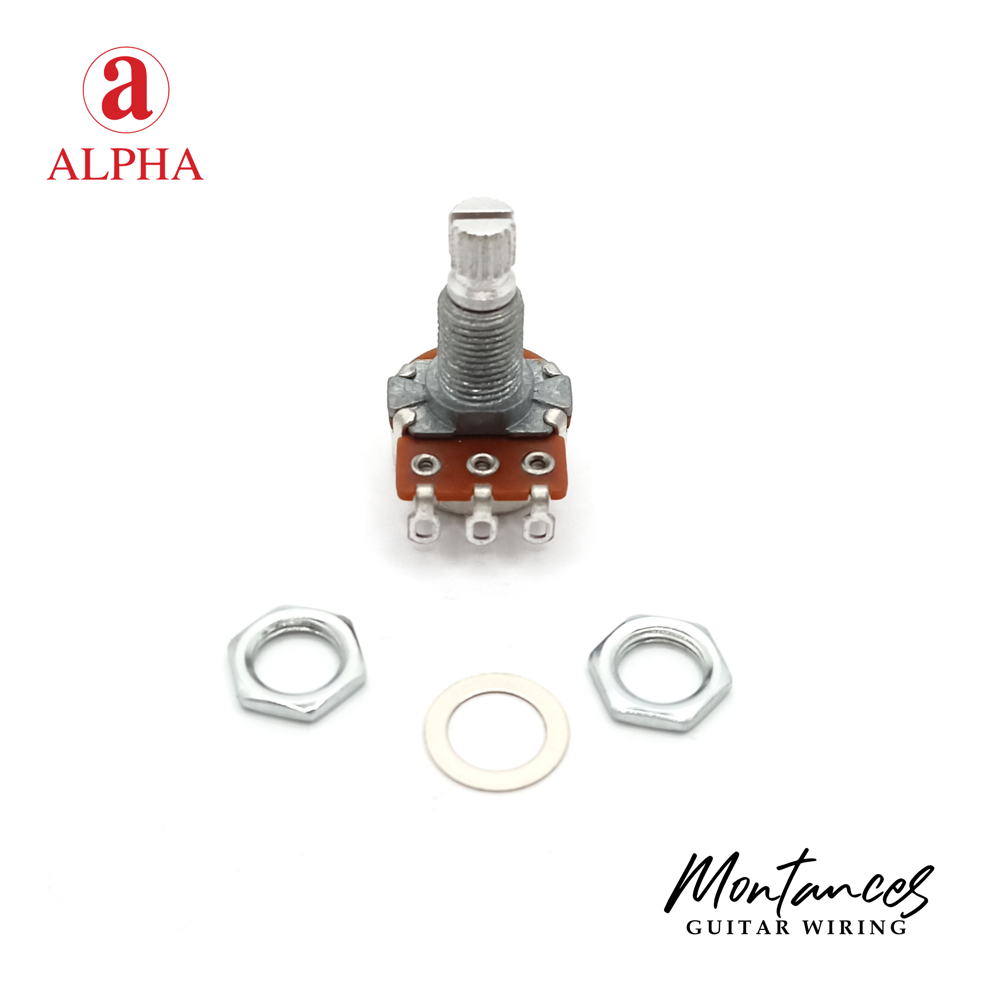 Alpha® Metric ⅜” Standard Length Potentiometer with Center Click (Split Shaft)