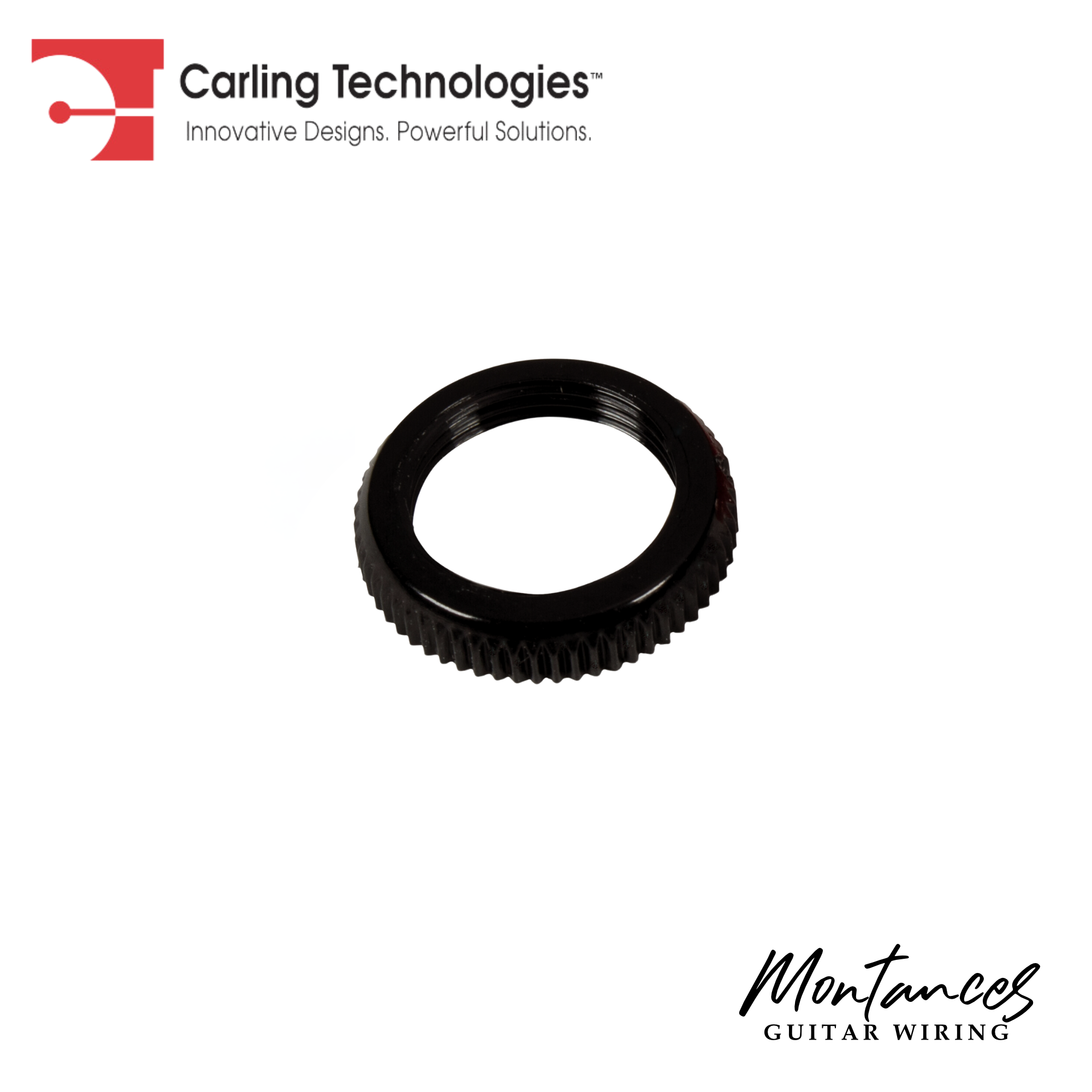 Nut - Large Dress Nut, Carling, 15/32-32UNS, Plastic, for Guitar Pedals and Stomp Boxes