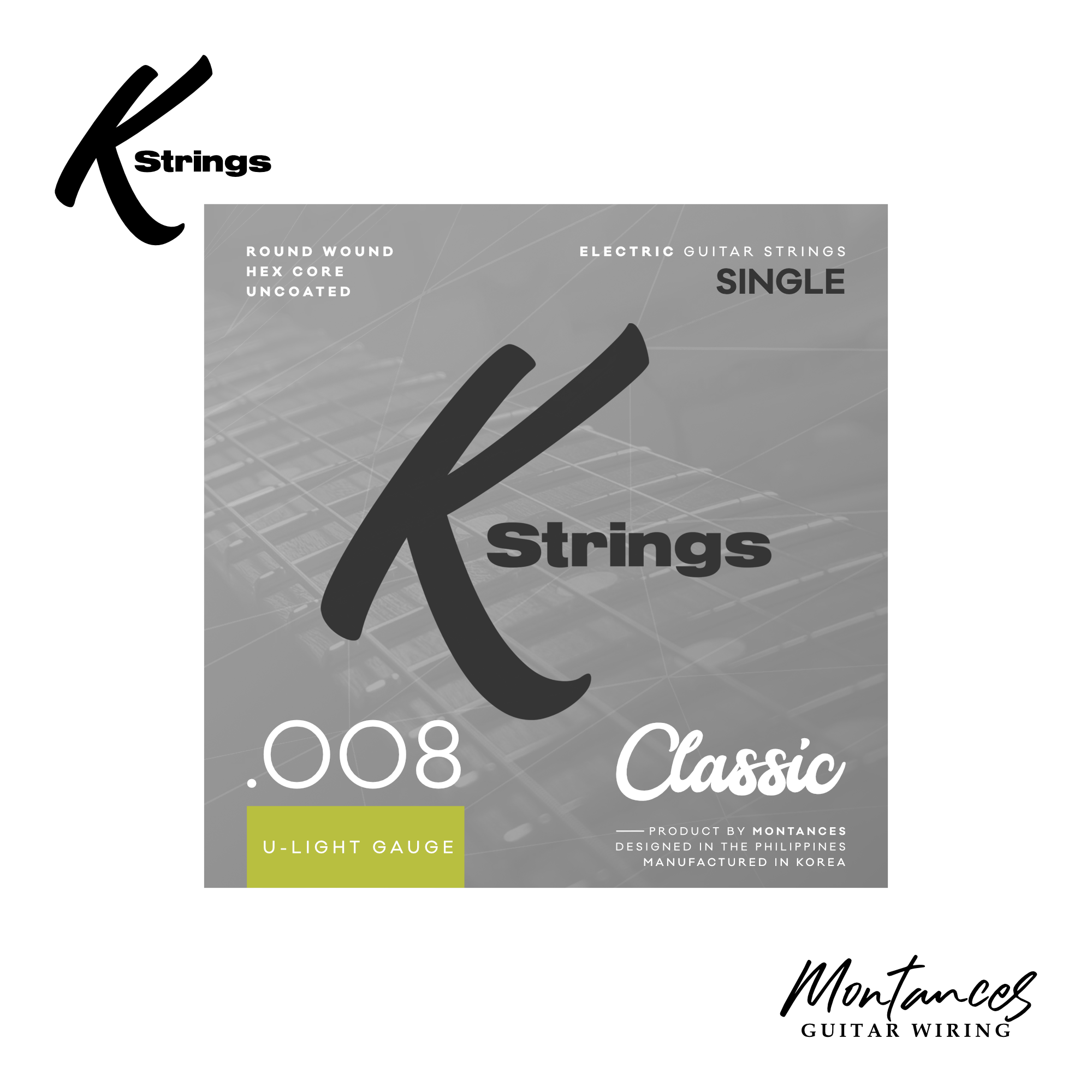 K Strings Classic Singles | Plain Steel | .008, .009, .010, .011 | Electric Guitar Strings