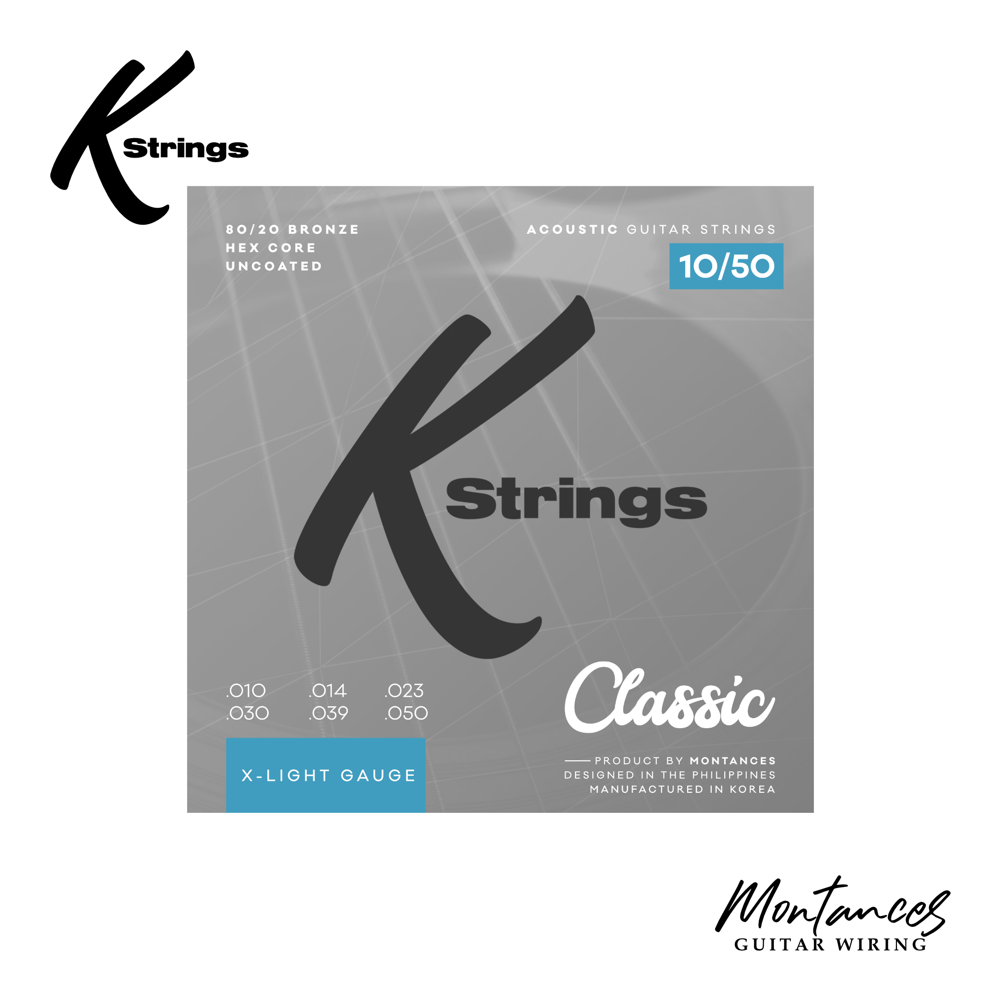 K Strings Classic Series | 80/20 Bronze | 10-50, 11-52, 12-53 | Acoustic Guitar Strings