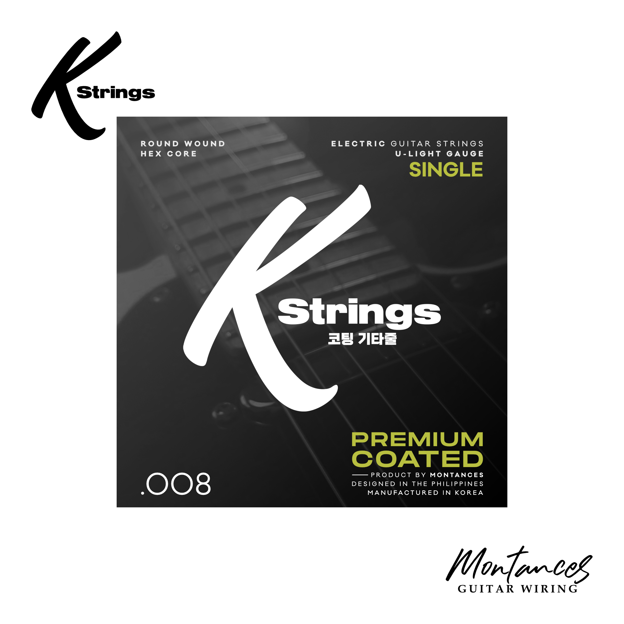 K Strings Premium Coated Singles | Plain Steel | .008, .009, .010, .011 | Electric Guitar Strings