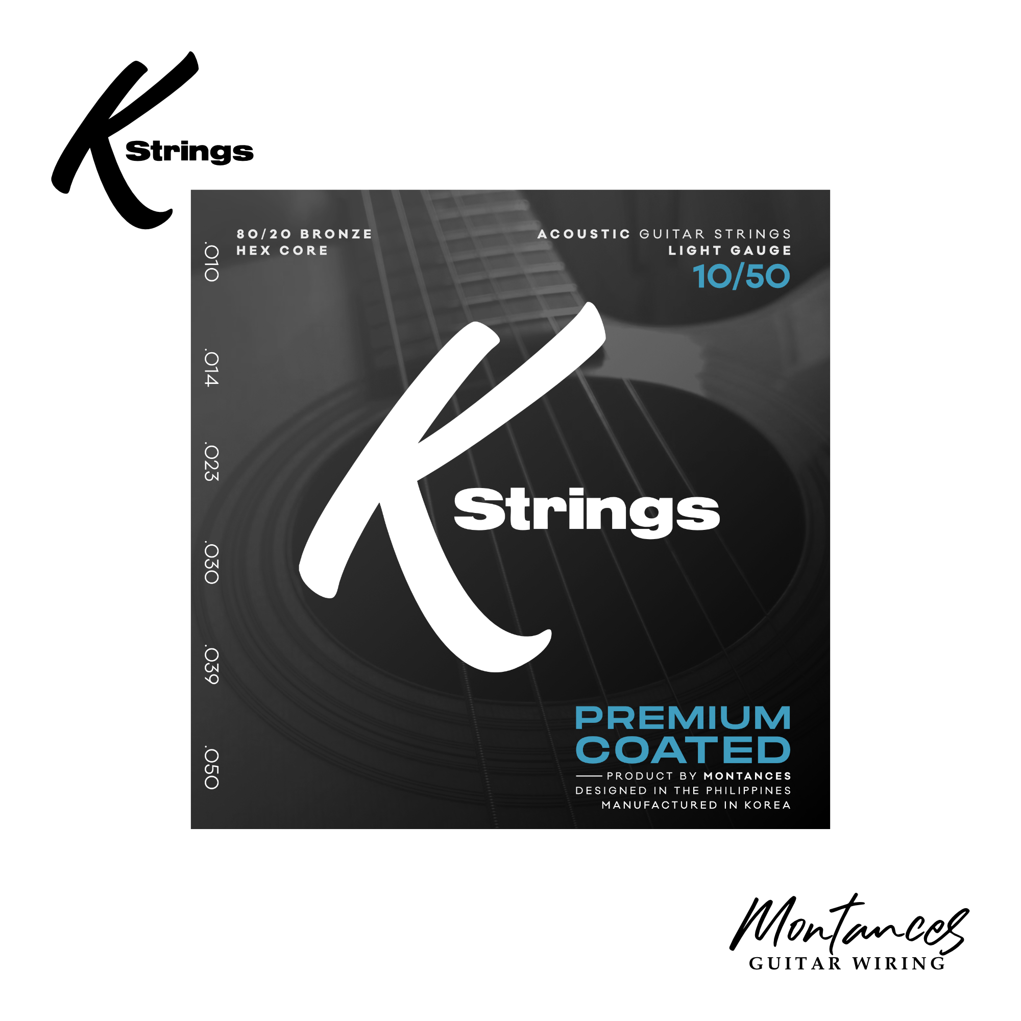 K Strings Premium Coated | Phosphor Bronze | 10-50, 11-52, 12-53 | Acoustic Guitar Strings