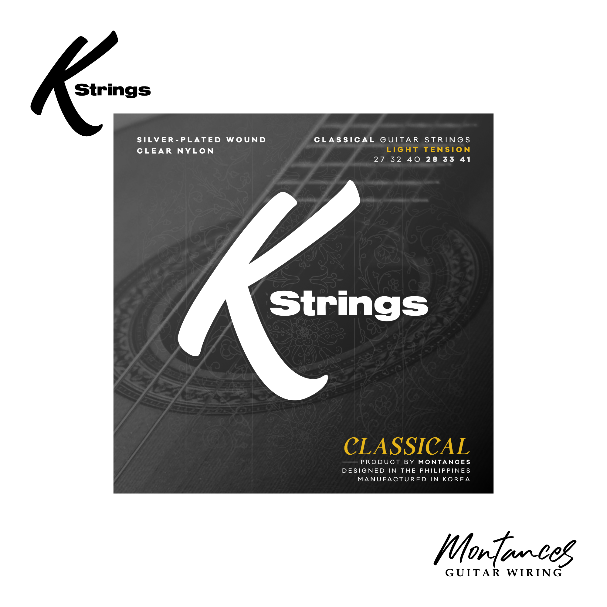 K Strings Classical Series | Silver-Plated Copper | Light, Medium, Med-Hard, Hard | Classical Guitar Strings
