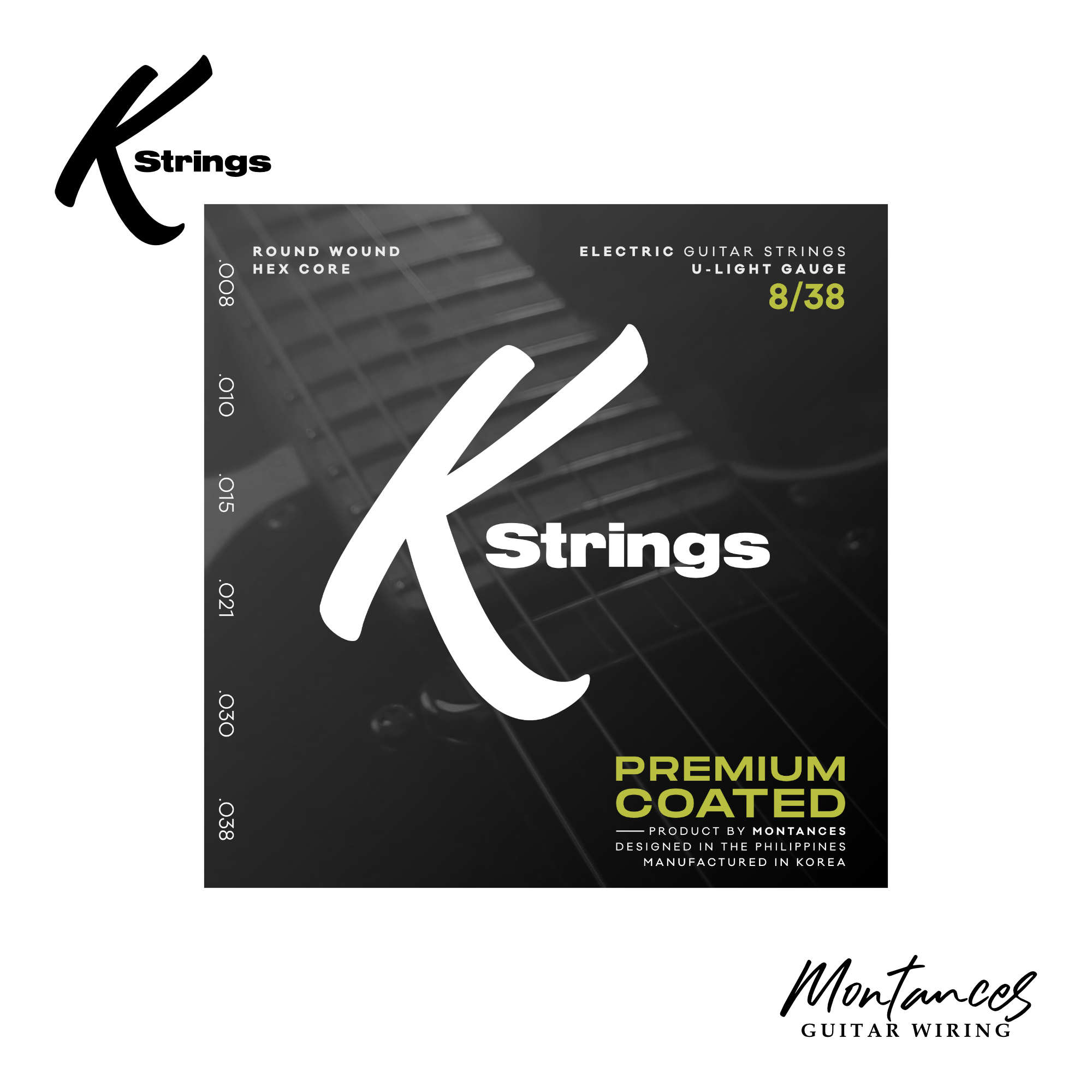 K Strings Premium Coated | Nickel Wound | 8-38, 9-42, 10-46, 11-52 | Electric Guitar Strings