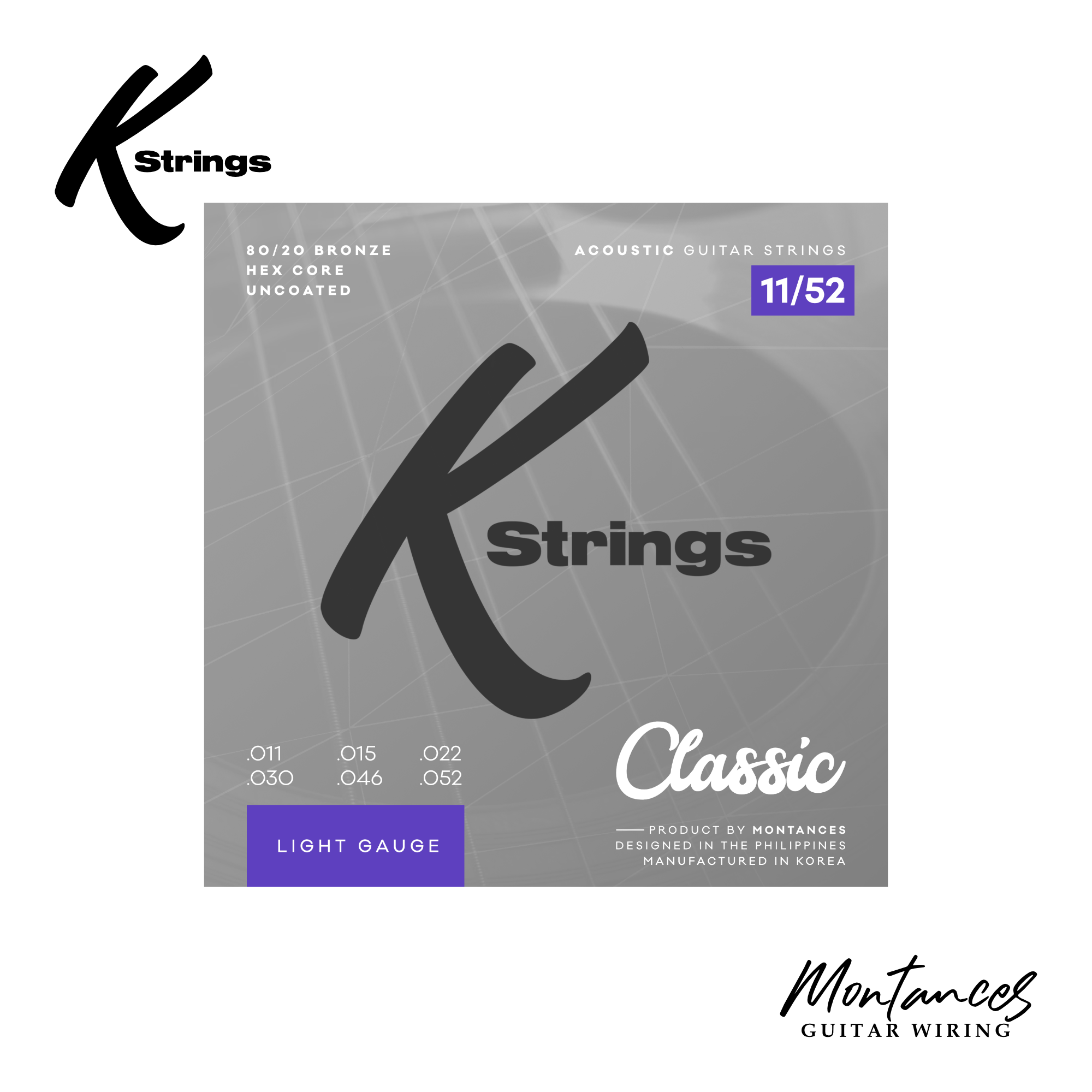 K Strings Classic Series | 80/20 Bronze | 10-50, 11-52, 12-53 | Acoustic Guitar Strings
