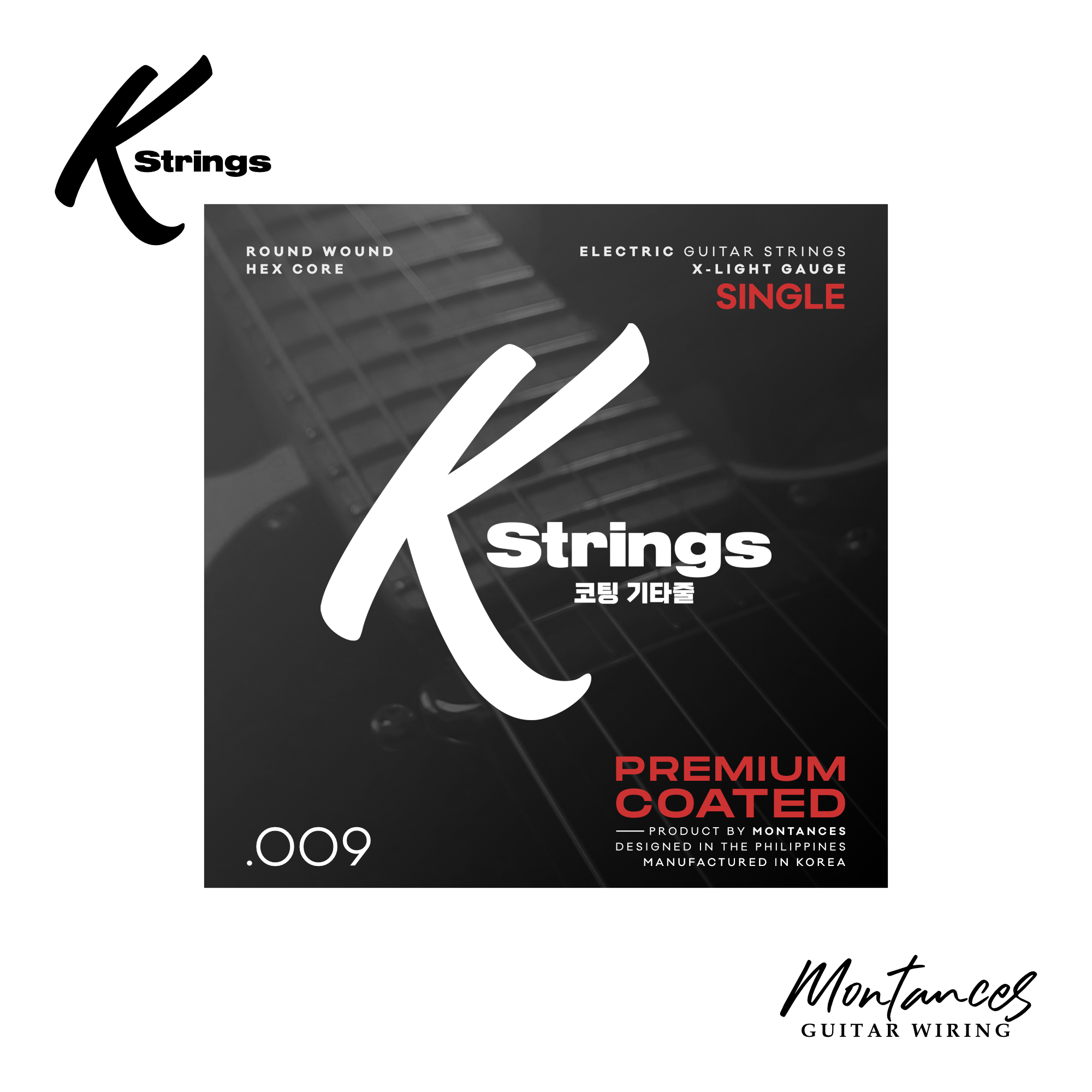 K Strings Premium Coated Singles | Plain Steel | .008, .009, .010, .011 | Electric Guitar Strings