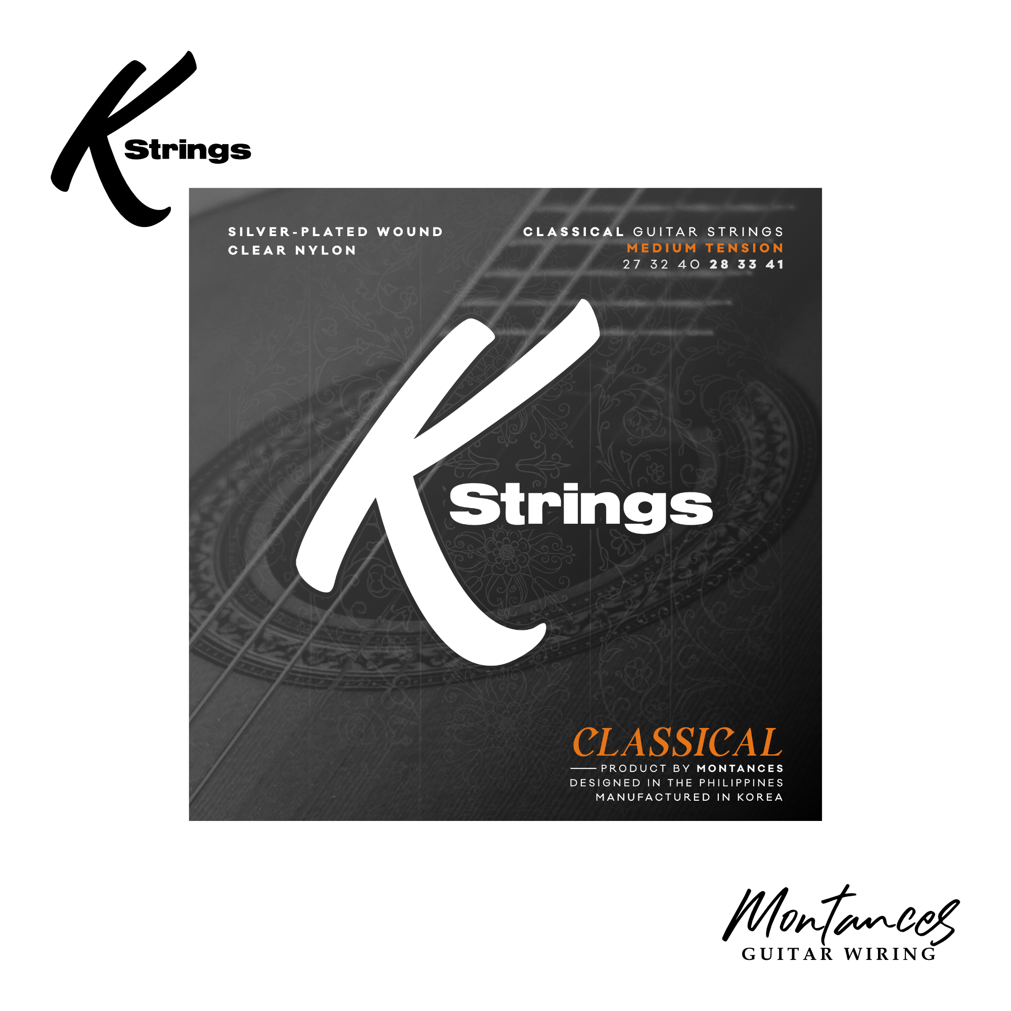 K Strings Classical Series | Silver-Plated Copper | Light, Medium, Med-Hard, Hard | Classical Guitar Strings