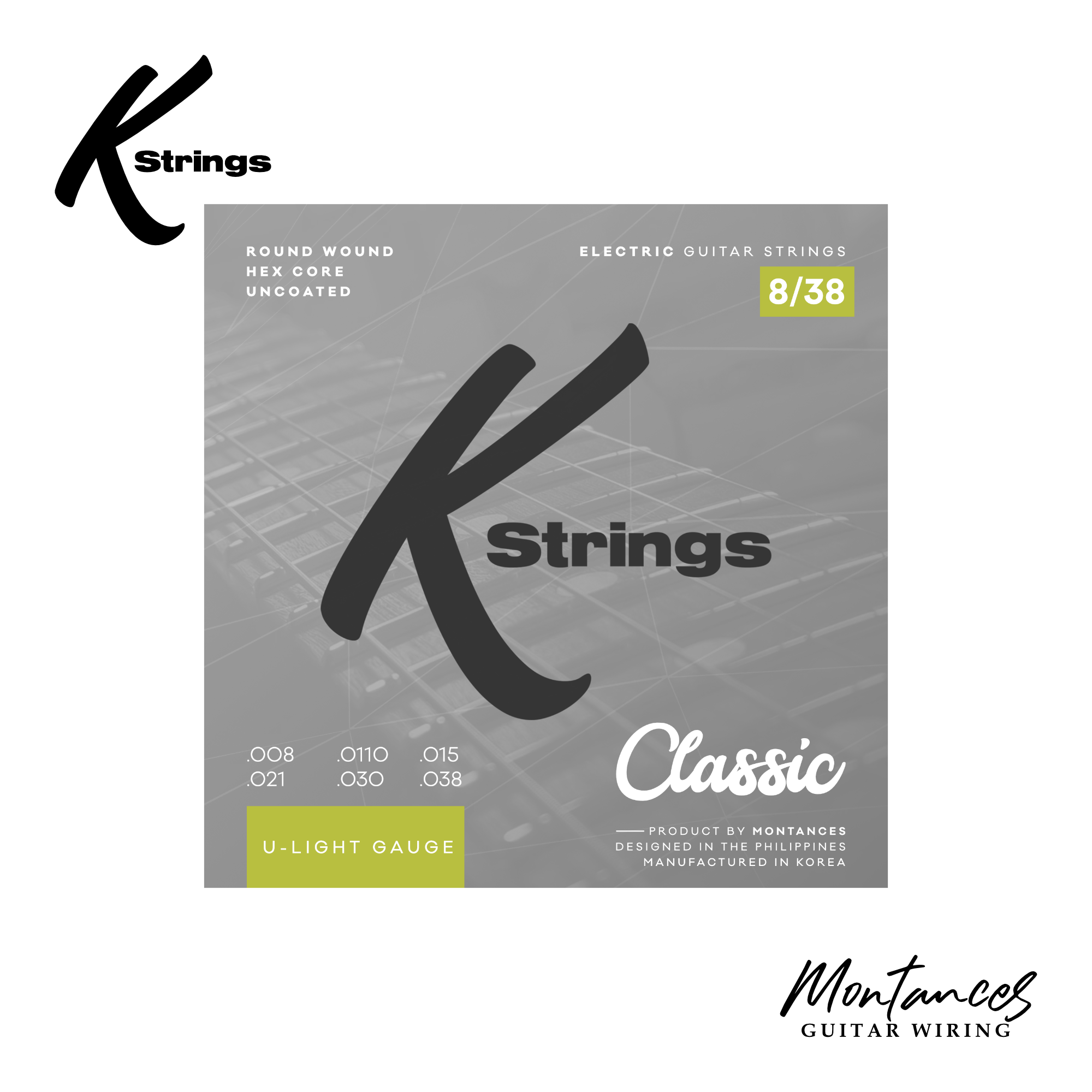 K Strings Classic Series | Nickel Wound | 8-38, 9-42, 10-46, 11-50 | Electric Guitar Strings