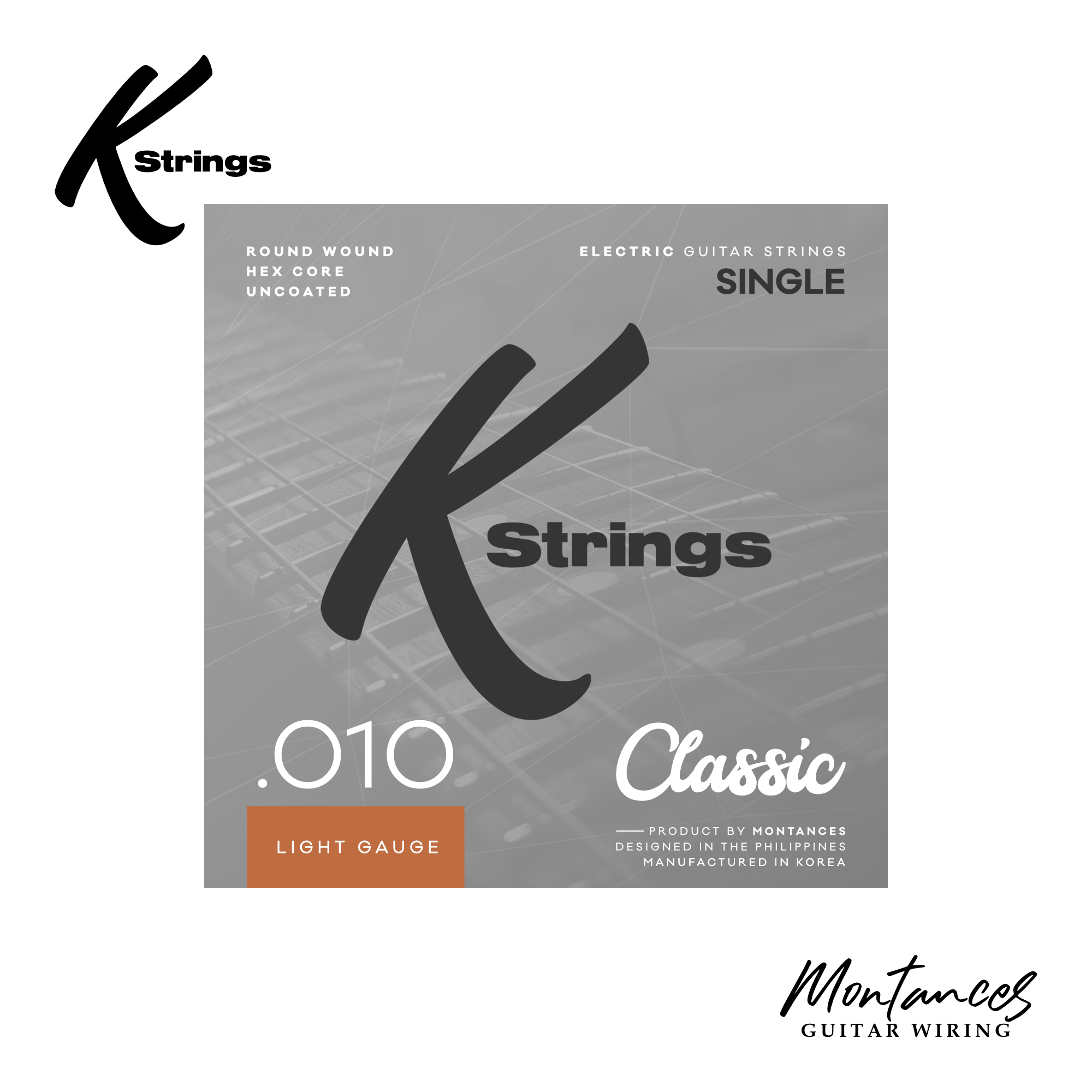 K Strings Classic Singles | Plain Steel | .008, .009, .010, .011 | Electric Guitar Strings