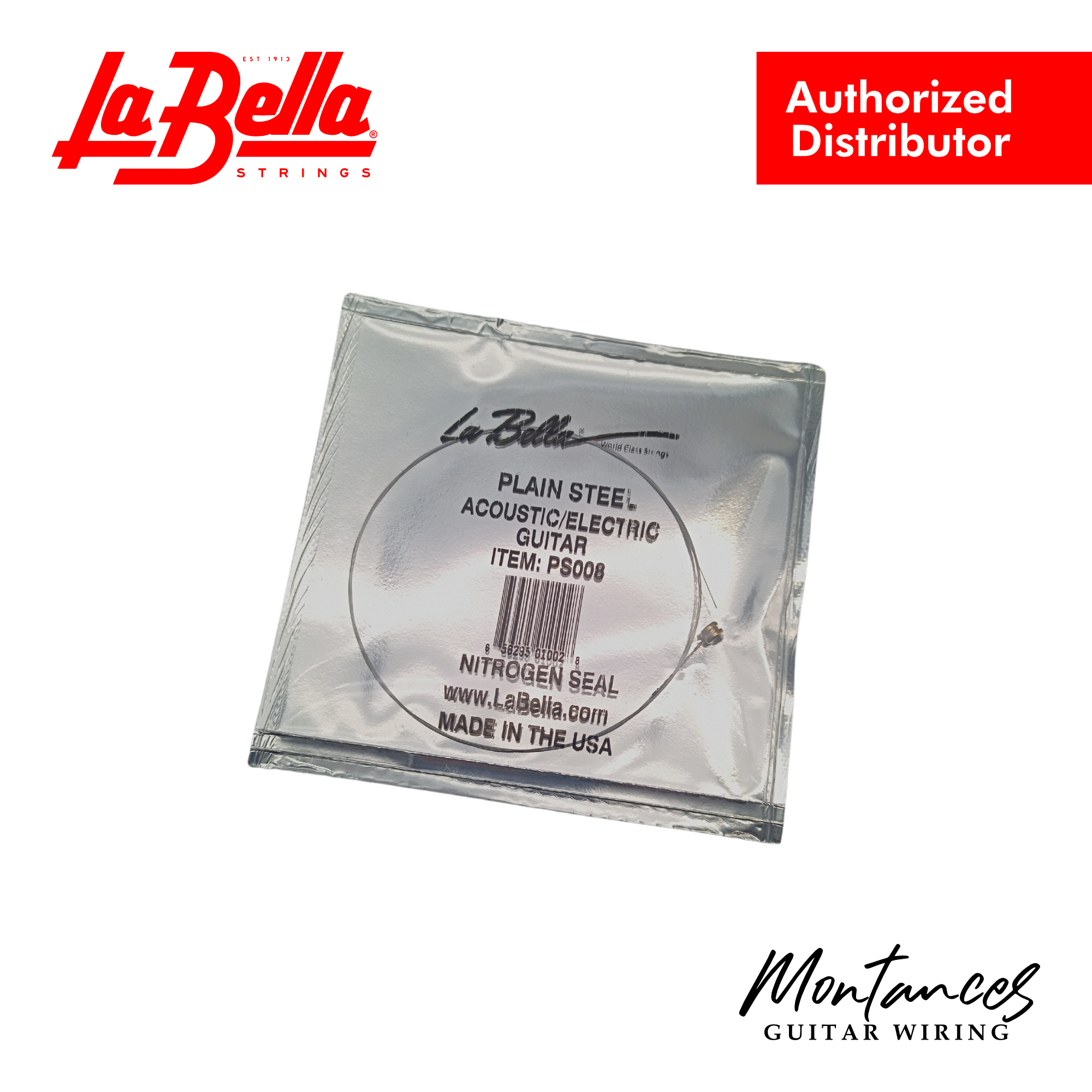 La Bella® 'Single Plain Steel' Electric/Acoustic Guitar Single Strings