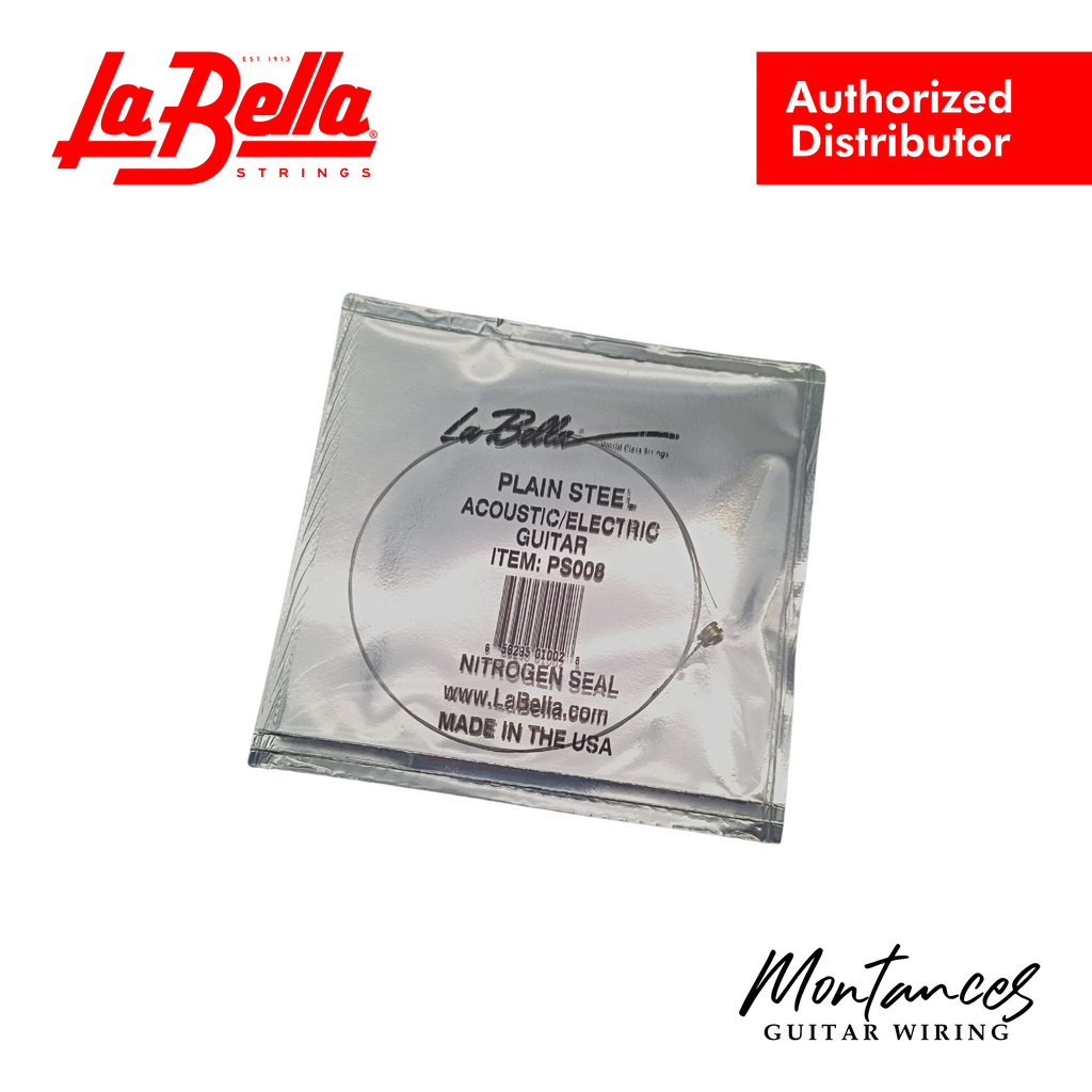 La Bella Single Plain Steel | Unwound Replacement String | .008-.011 | Electric/Acoustic Guitar String
