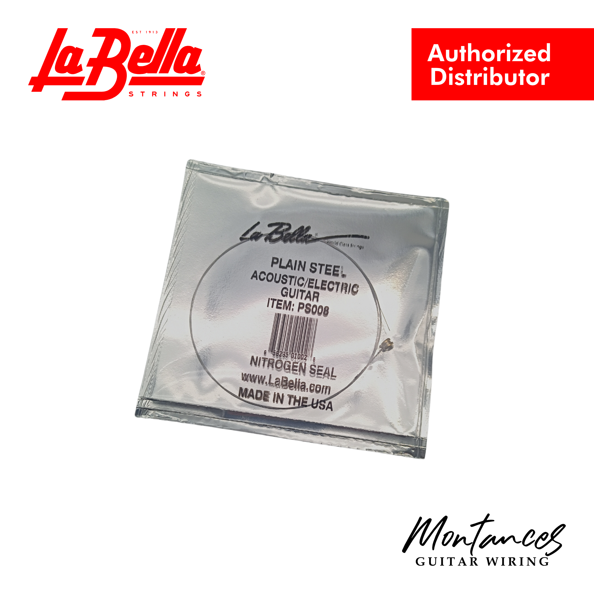 La Bella Single Plain Steel | Unwound Replacement String | .008-.011 | Electric/Acoustic Guitar String