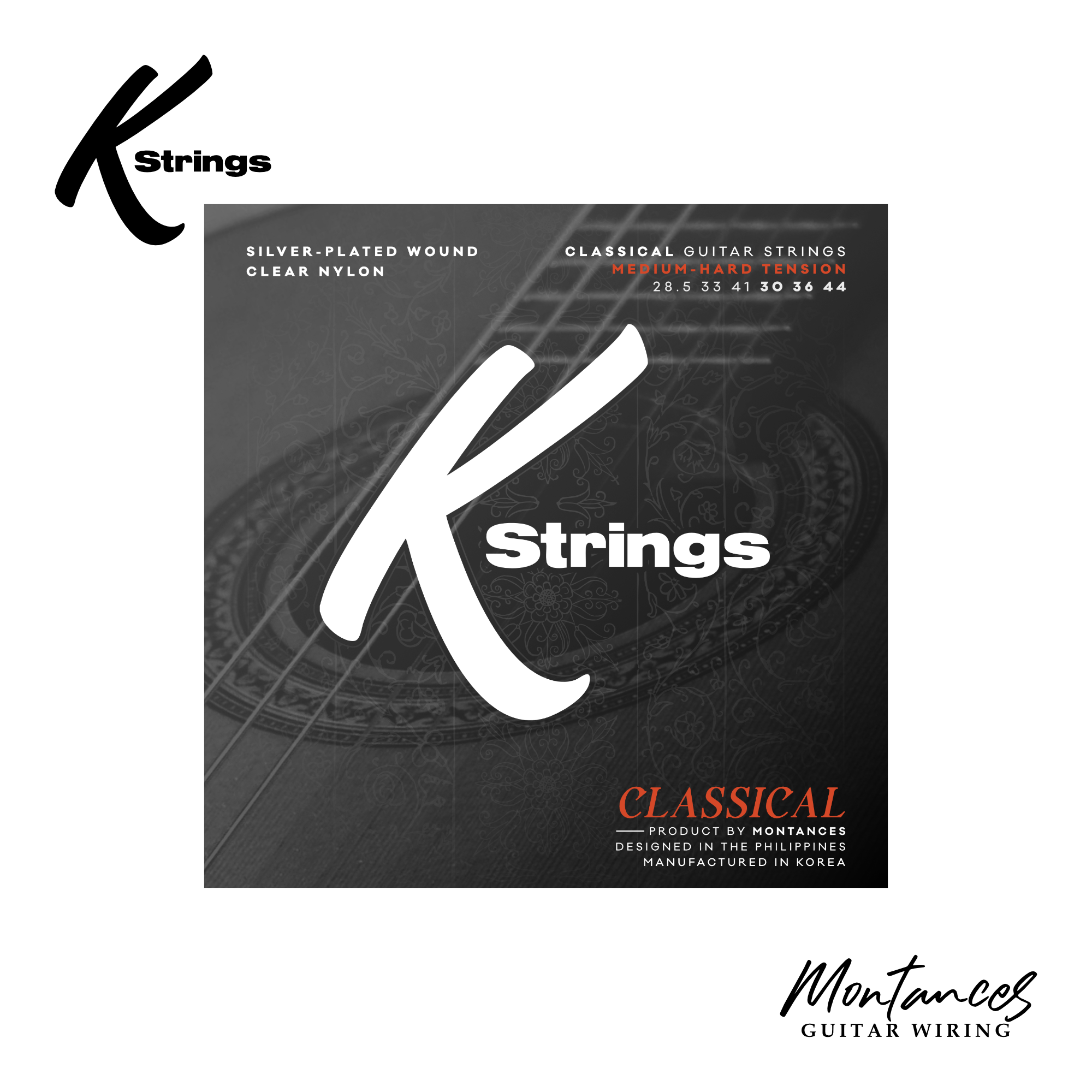 K Strings Classical Series | Silver-Plated Copper | Light, Medium, Med-Hard, Hard | Classical Guitar Strings