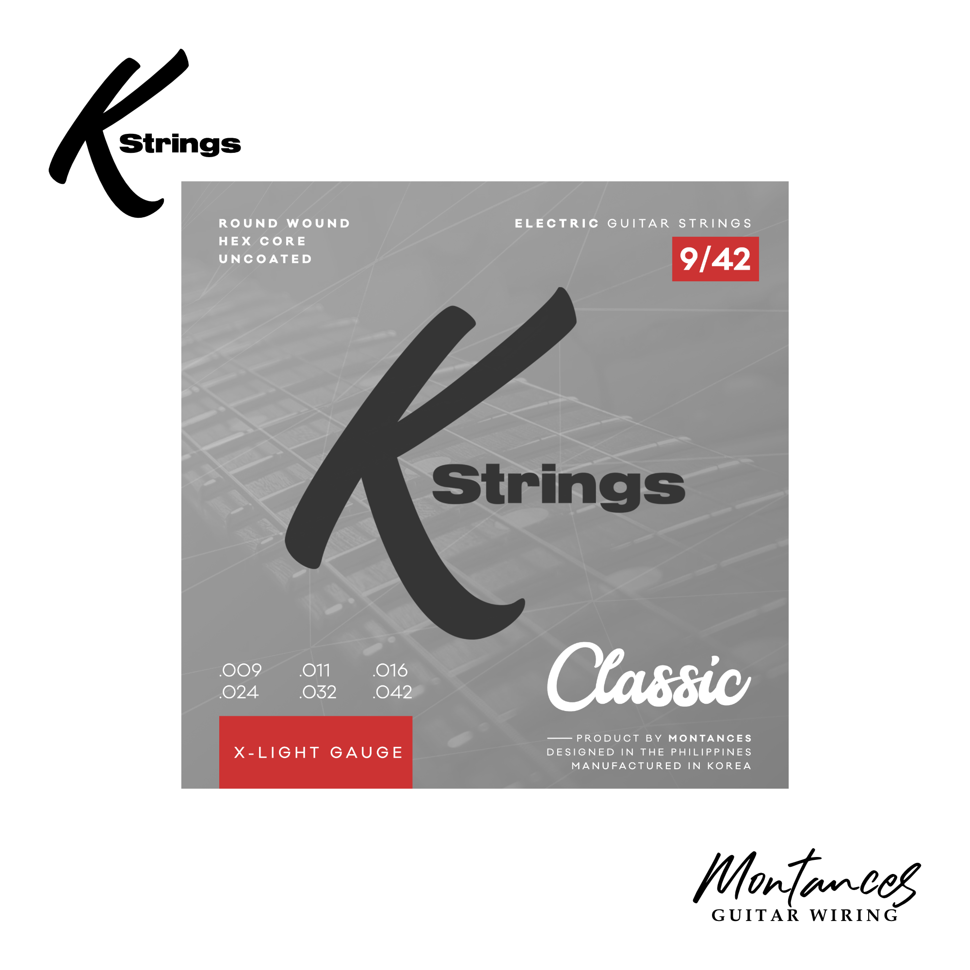 K Strings Classic Series | Nickel Wound | 8-38, 9-42, 10-46, 11-50 | Electric Guitar Strings
