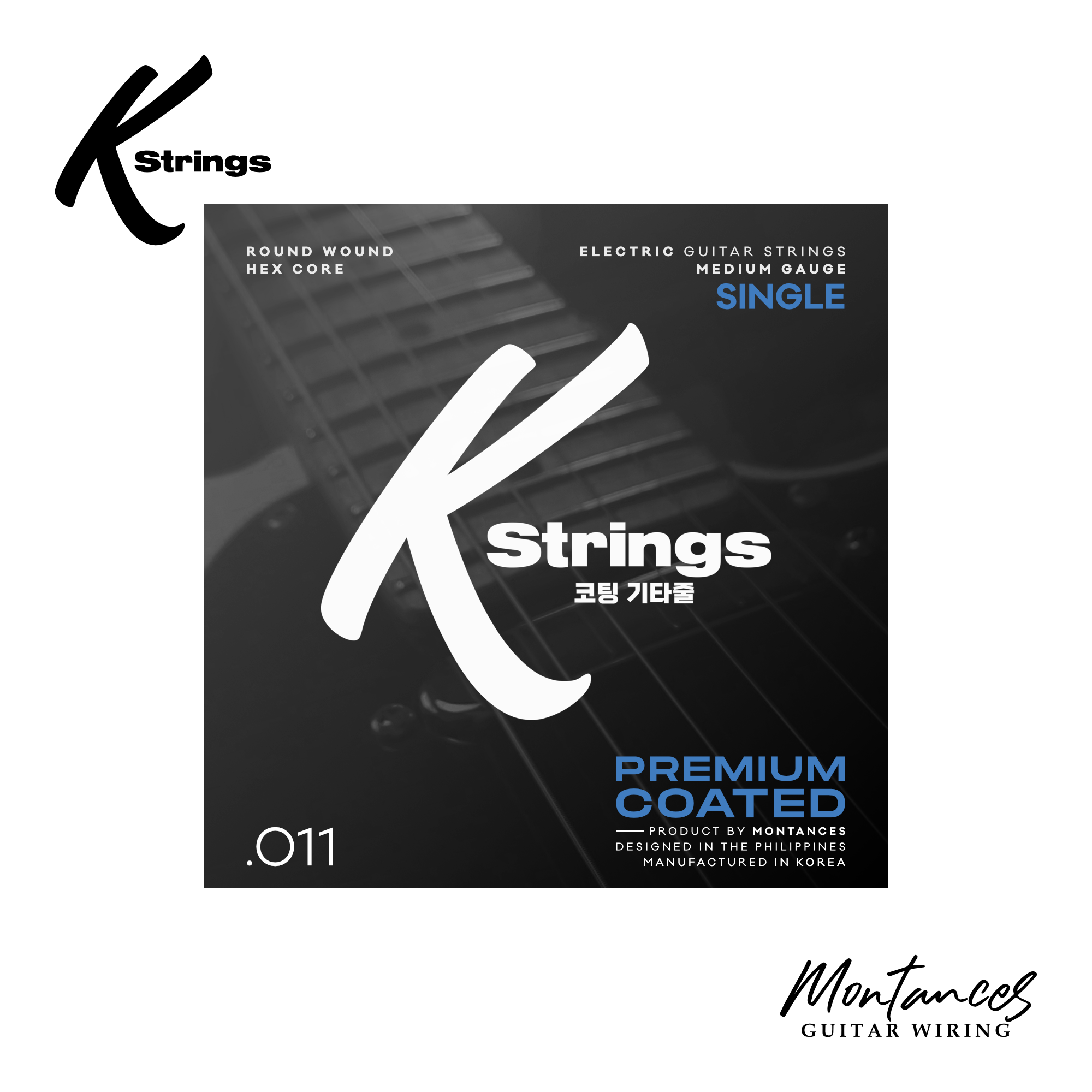 K Strings Premium Coated Singles | Plain Steel | .008, .009, .010, .011 | Electric Guitar Strings