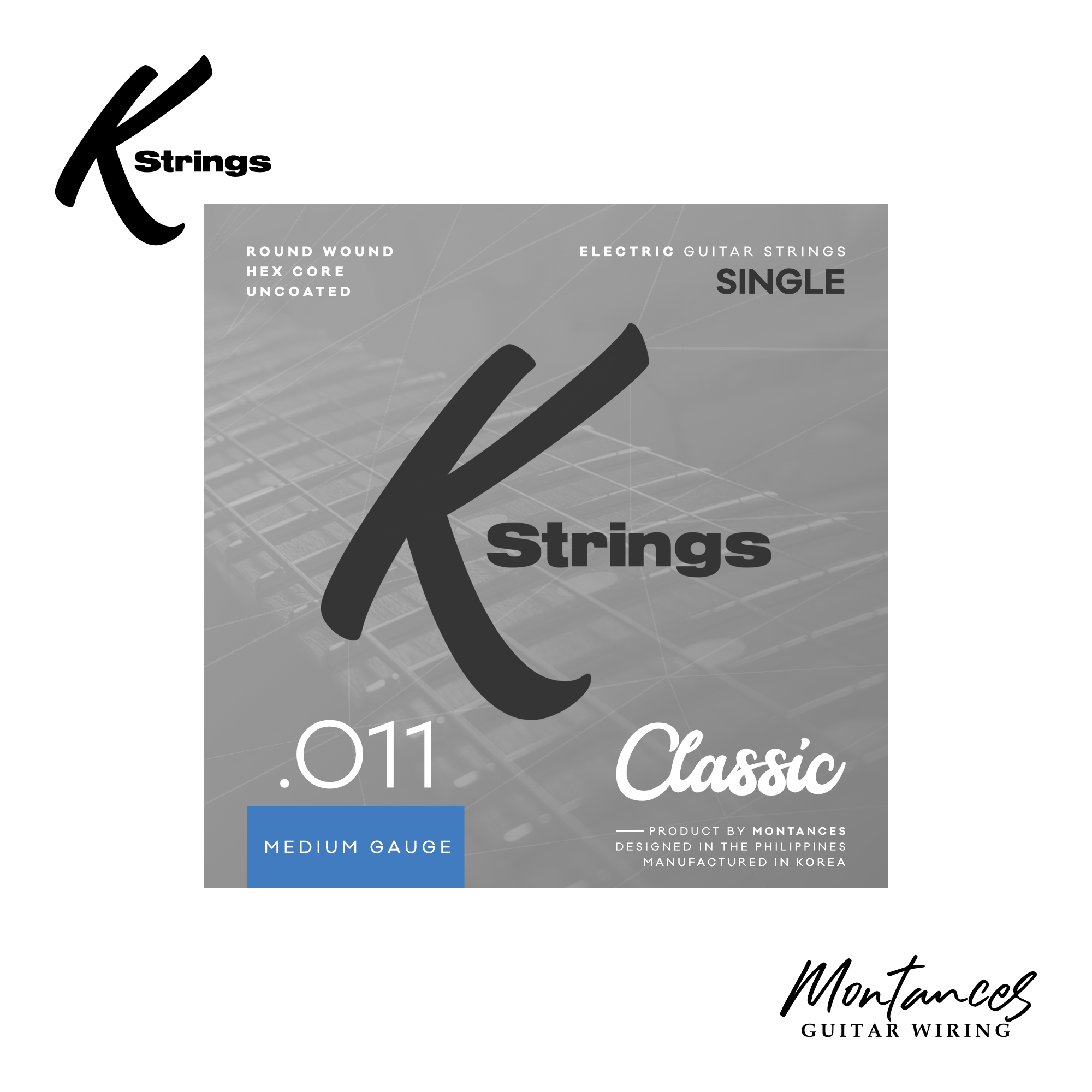 K Strings Classic Singles | Plain Steel | .008, .009, .010, .011 | Electric Guitar Strings