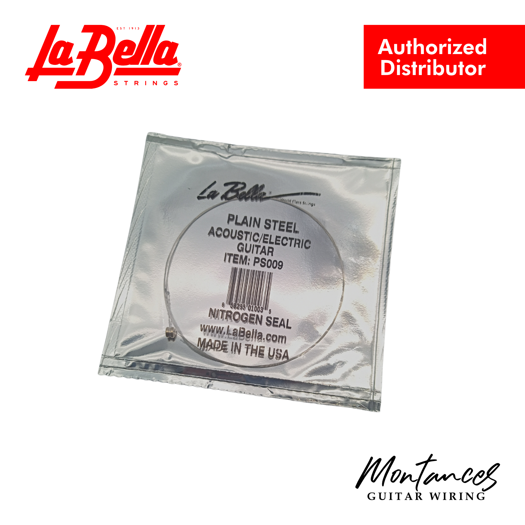 La Bella® 'Single Plain Steel' Electric/Acoustic Guitar Single Strings