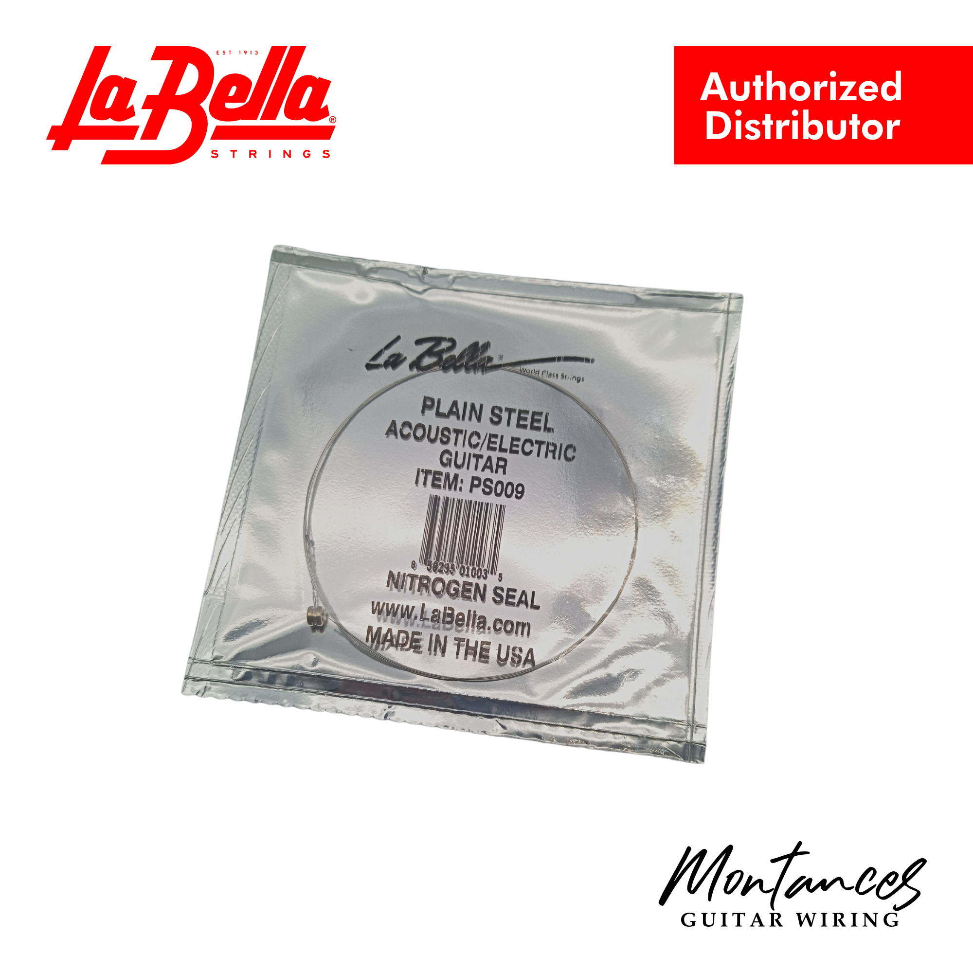 La Bella Single Plain Steel | Unwound Replacement String | .008-.011 | Electric/Acoustic Guitar String