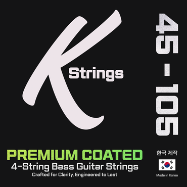K-String Coated Series - Bass Guitar Strings | Long-Lasting Tone, Smooth Feel, Affordable Quality | Made in Korea