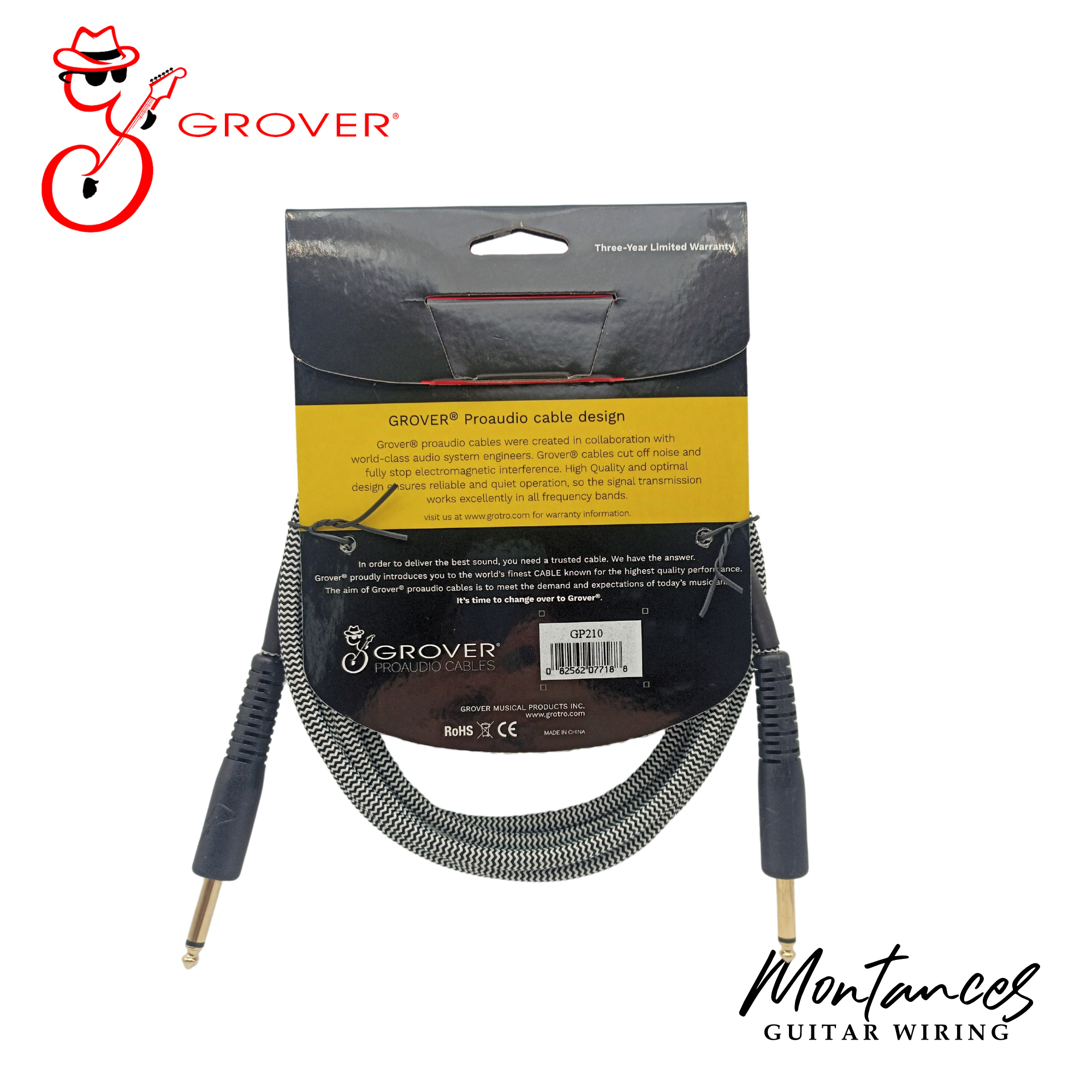 Grover Braided Fabric Noiseless Instrument Cable