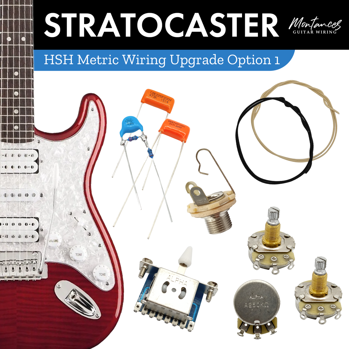Strat HSH Guitar Wiring Kit (Metric Size)