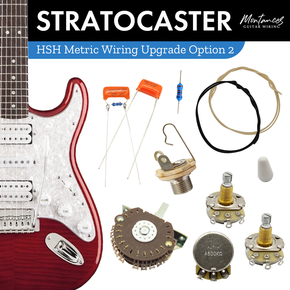 Strat HSH Guitar Wiring Kit (Metric Size)