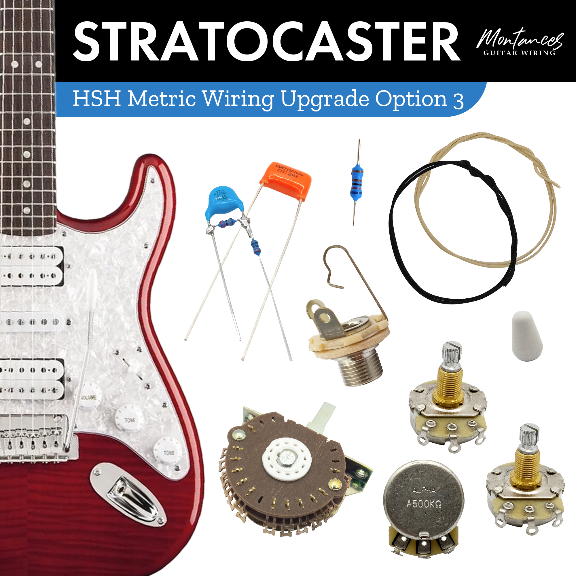 Strat HSH Guitar Wiring Kit (Metric Size)