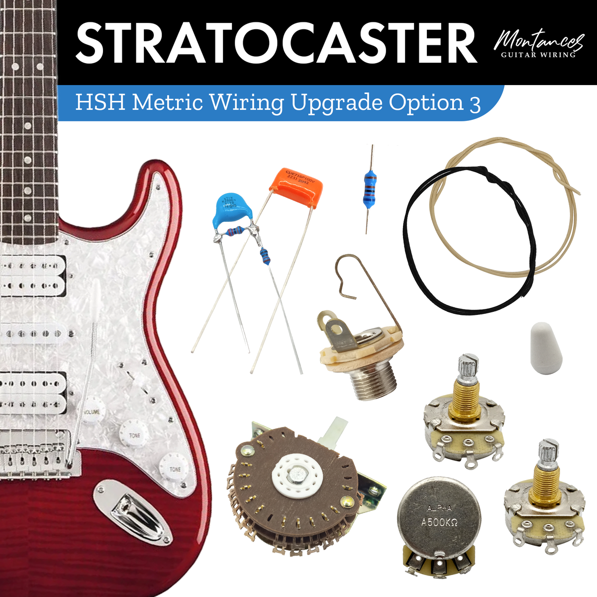 Strat HSH Guitar Wiring Kit (Metric Size)